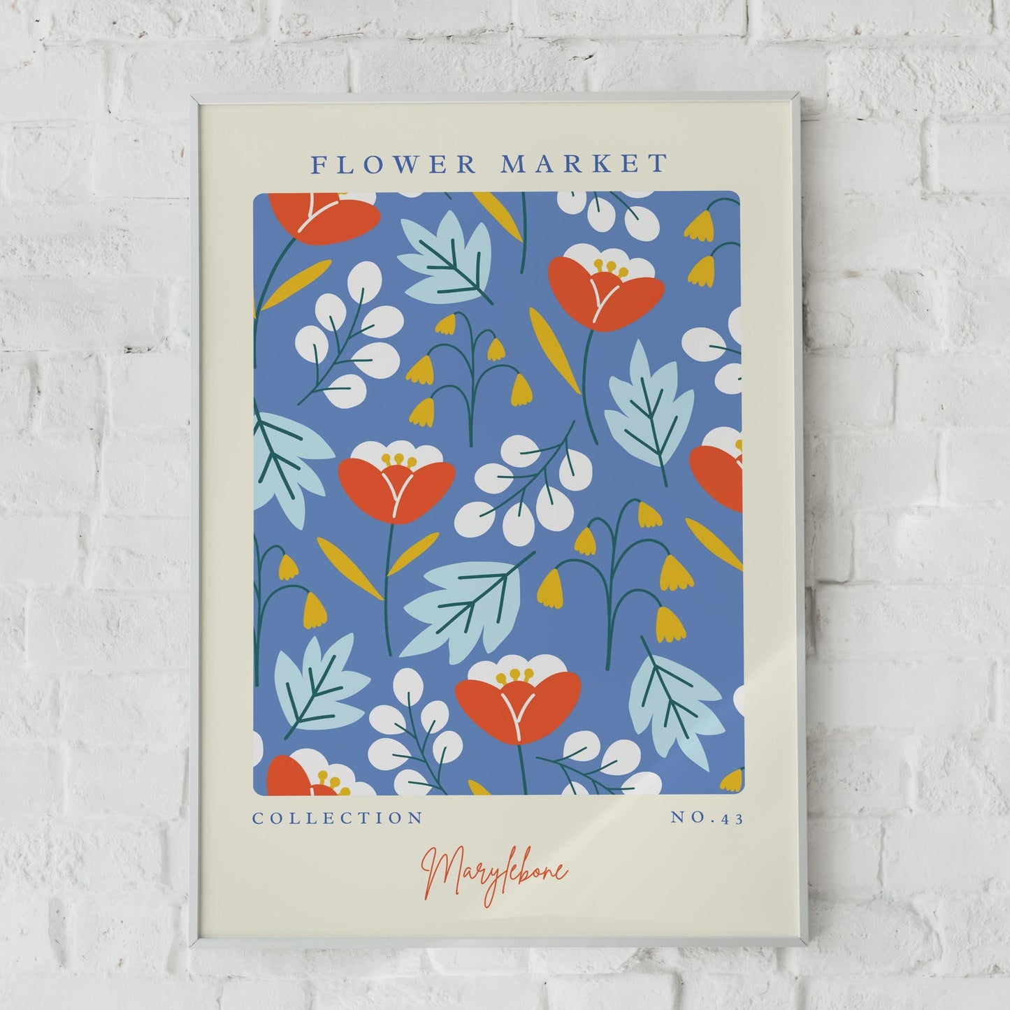 Flower Market Art Print, Floral Pattern Poster, Colourful Wall Decor, Modern Botanical Art, Home