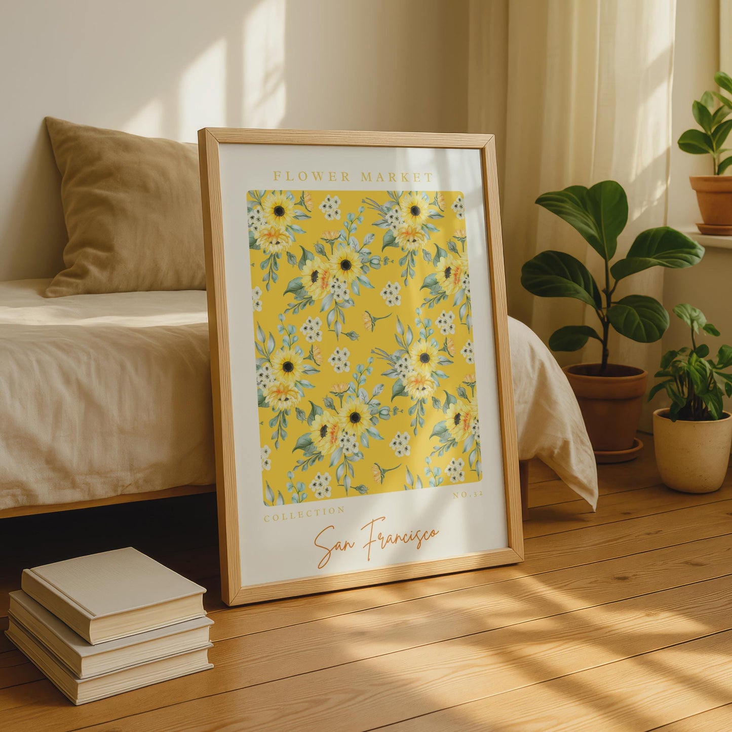 Sunflower Floral Print, Vibrant Yellow Flower Market Poster, San Francisco Collection No.32