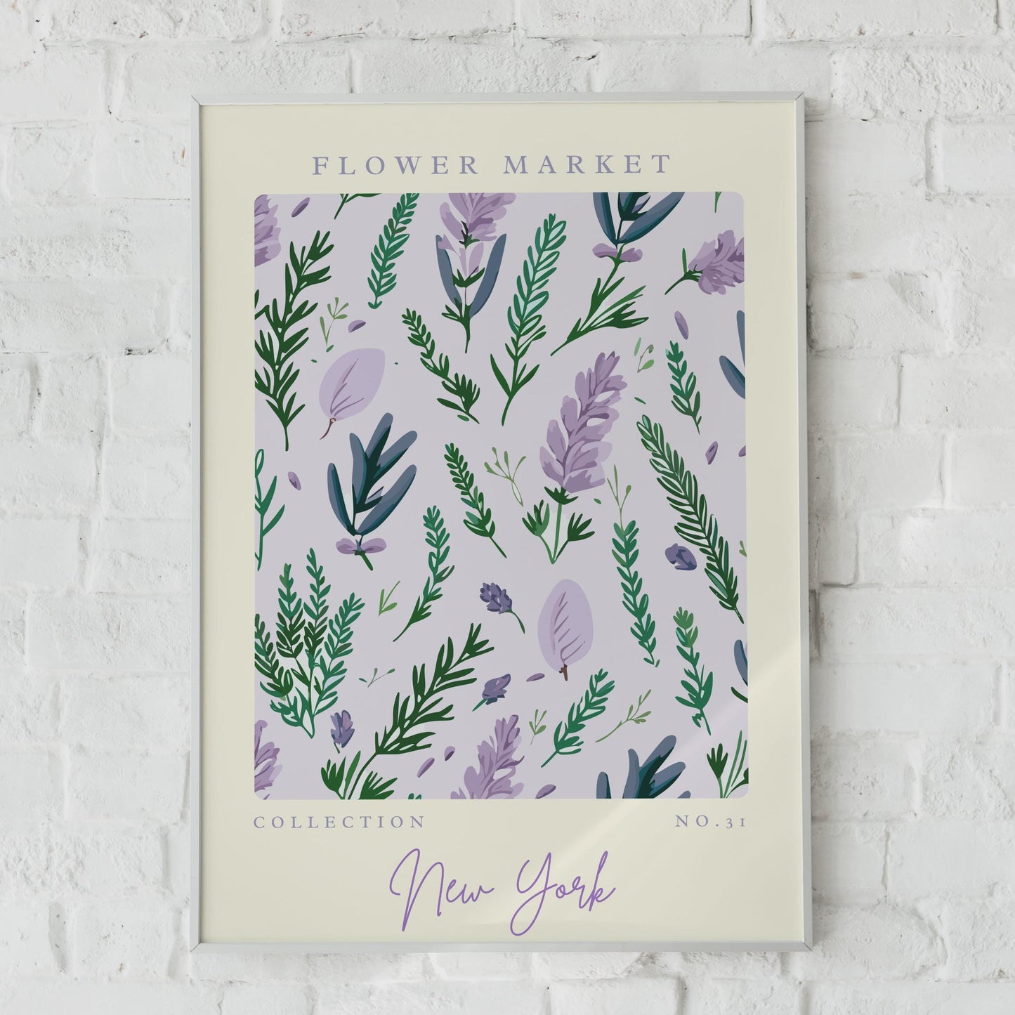 Flower Market Art Print, Lavender Floral Wall Art, Botanical Print, New York Collection, Modern