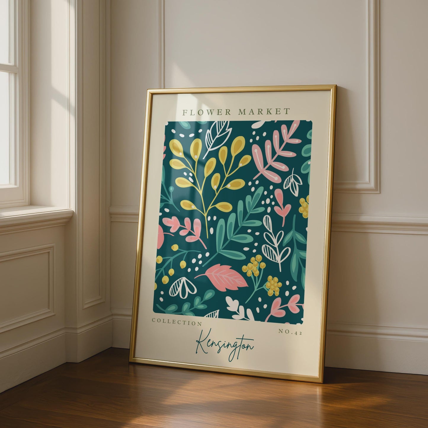 Flower Market Art Print, Botanical Wall Art, Colourful Floral Poster, Kensington Collection No. 42