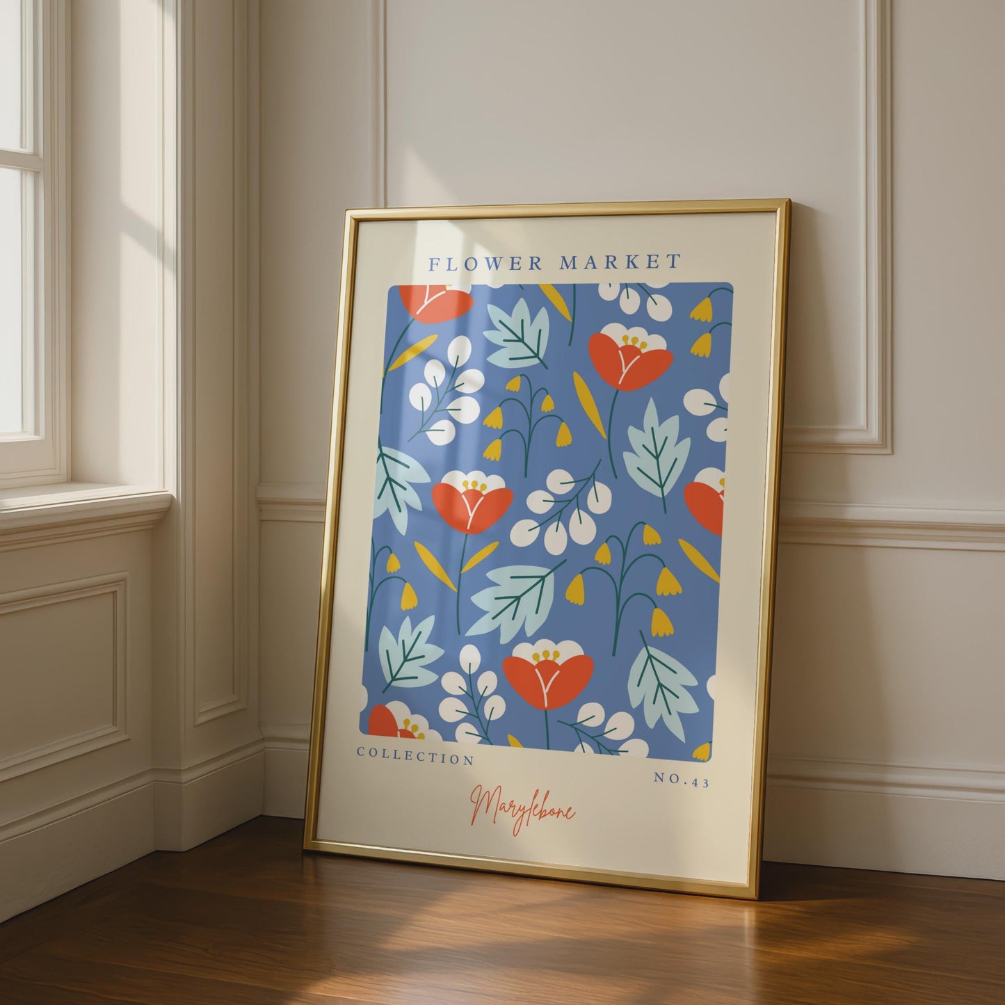 Flower Market Art Print, Floral Pattern Poster, Colourful Wall Decor, Modern Botanical Art, Home
