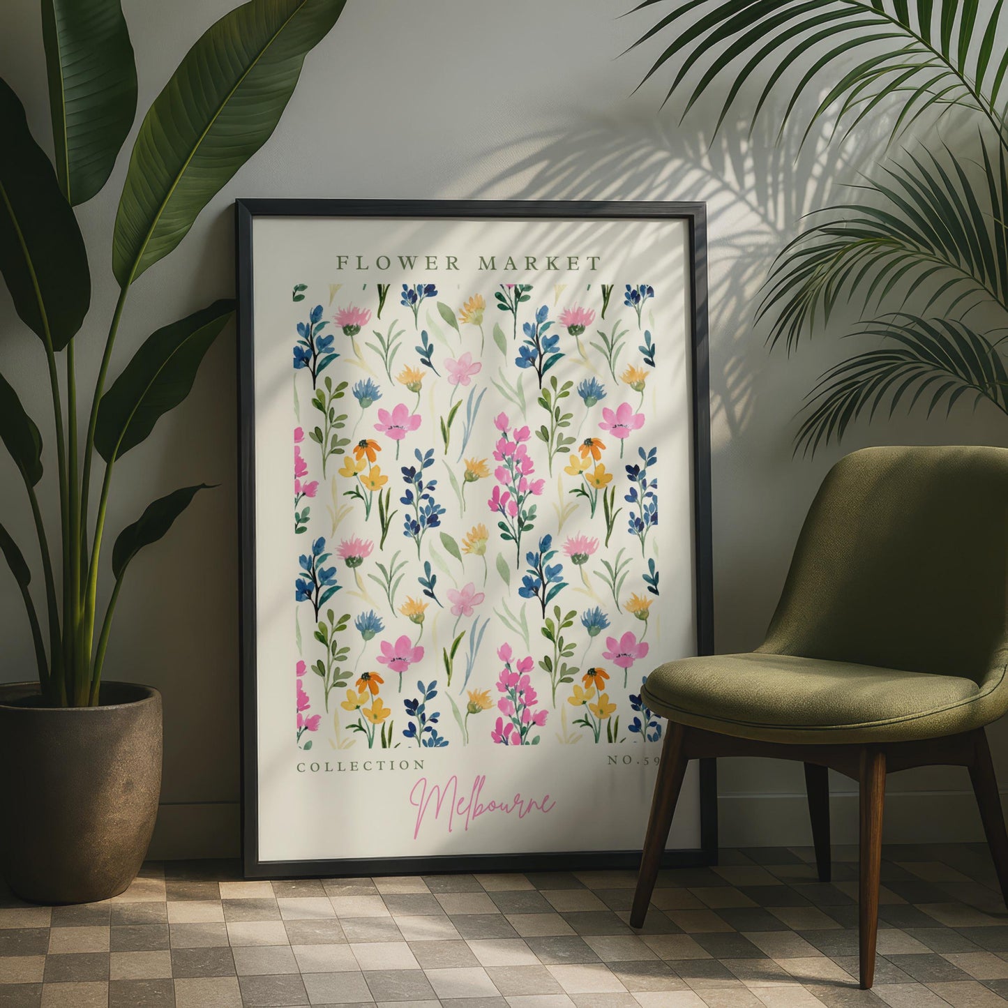 Flower Market Print, Melbourne Collection No. 59, Floral Art, Watercolour Flowers Poster, Botanical