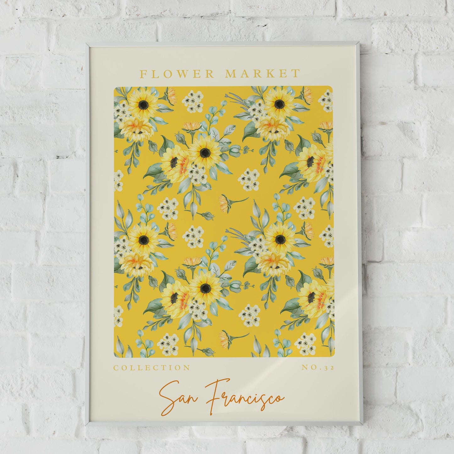 Sunflower Floral Print, Vibrant Yellow Flower Market Poster, San Francisco Collection No.32