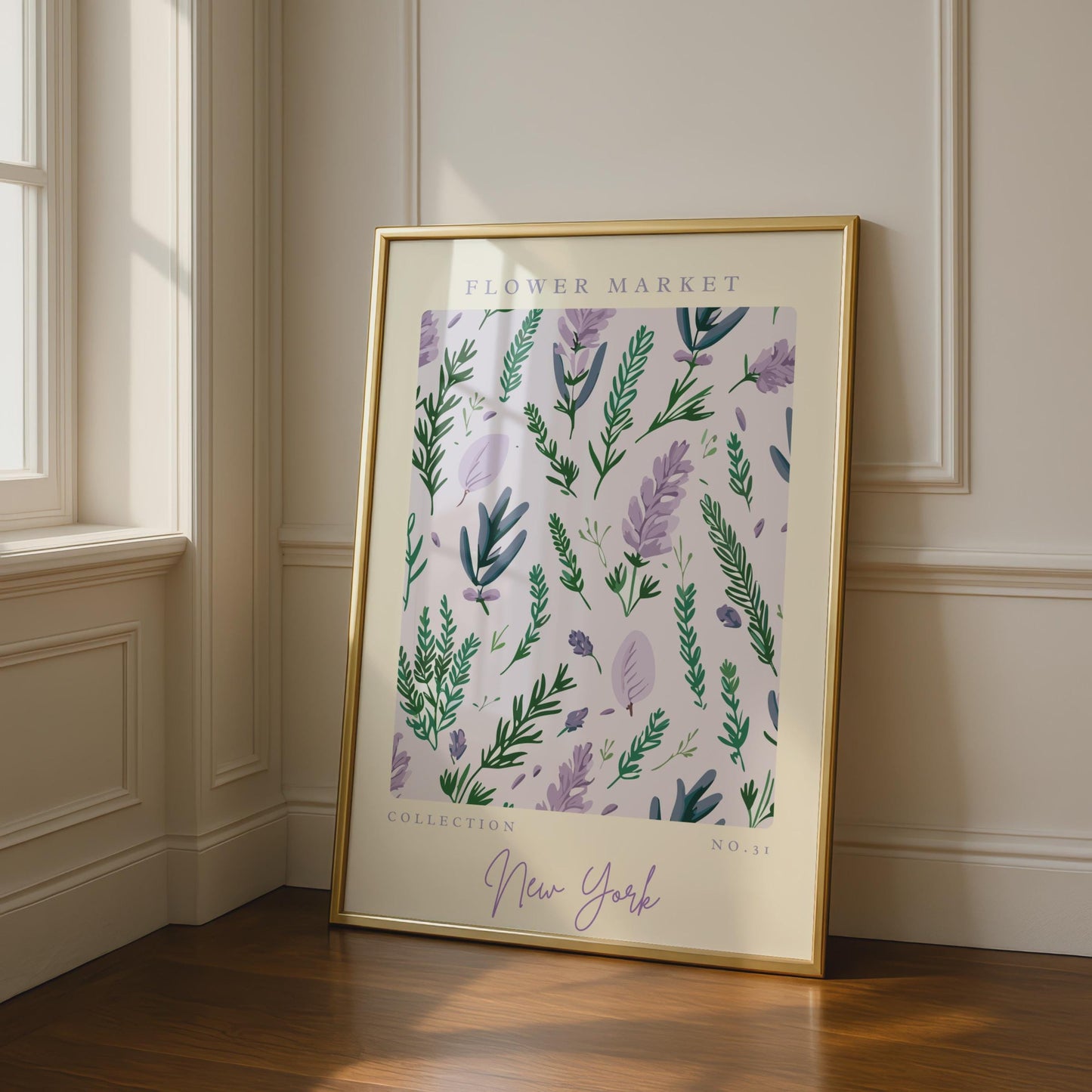 Flower Market Art Print, Lavender Floral Wall Art, Botanical Print, New York Collection, Modern