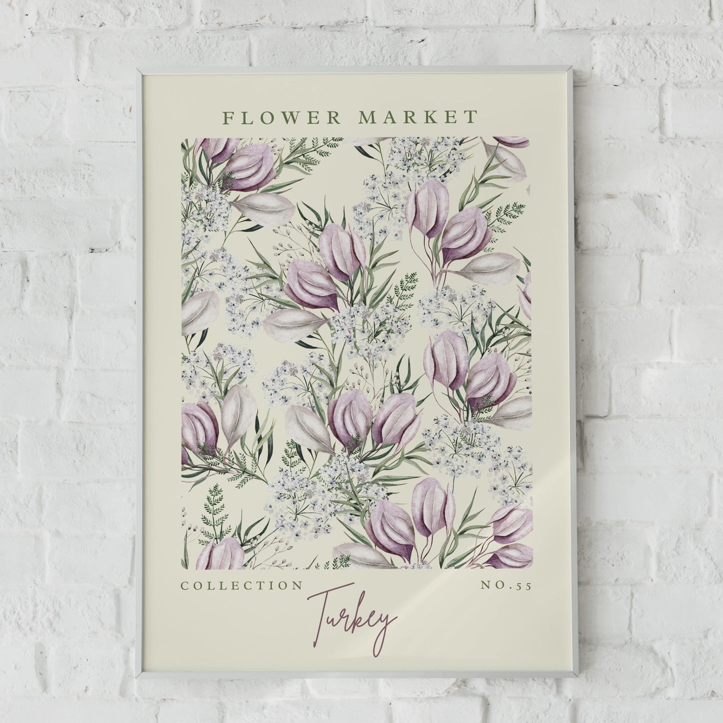 Flower Market Art Print, Turkey Floral Decor, Botanical Wall Art, Watercolour Flowers Poster