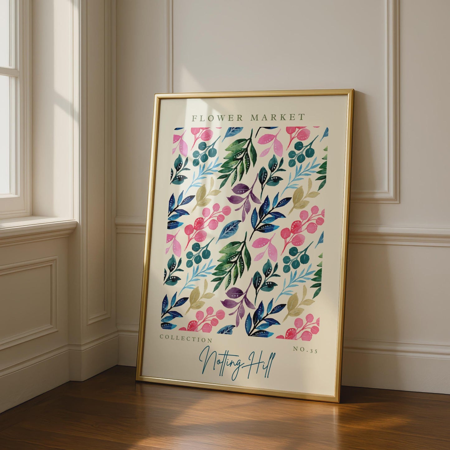 Flower Market Art Print, Notting Hill Collection No.35, Floral Wall Art, Botanical Decor, Colourful
