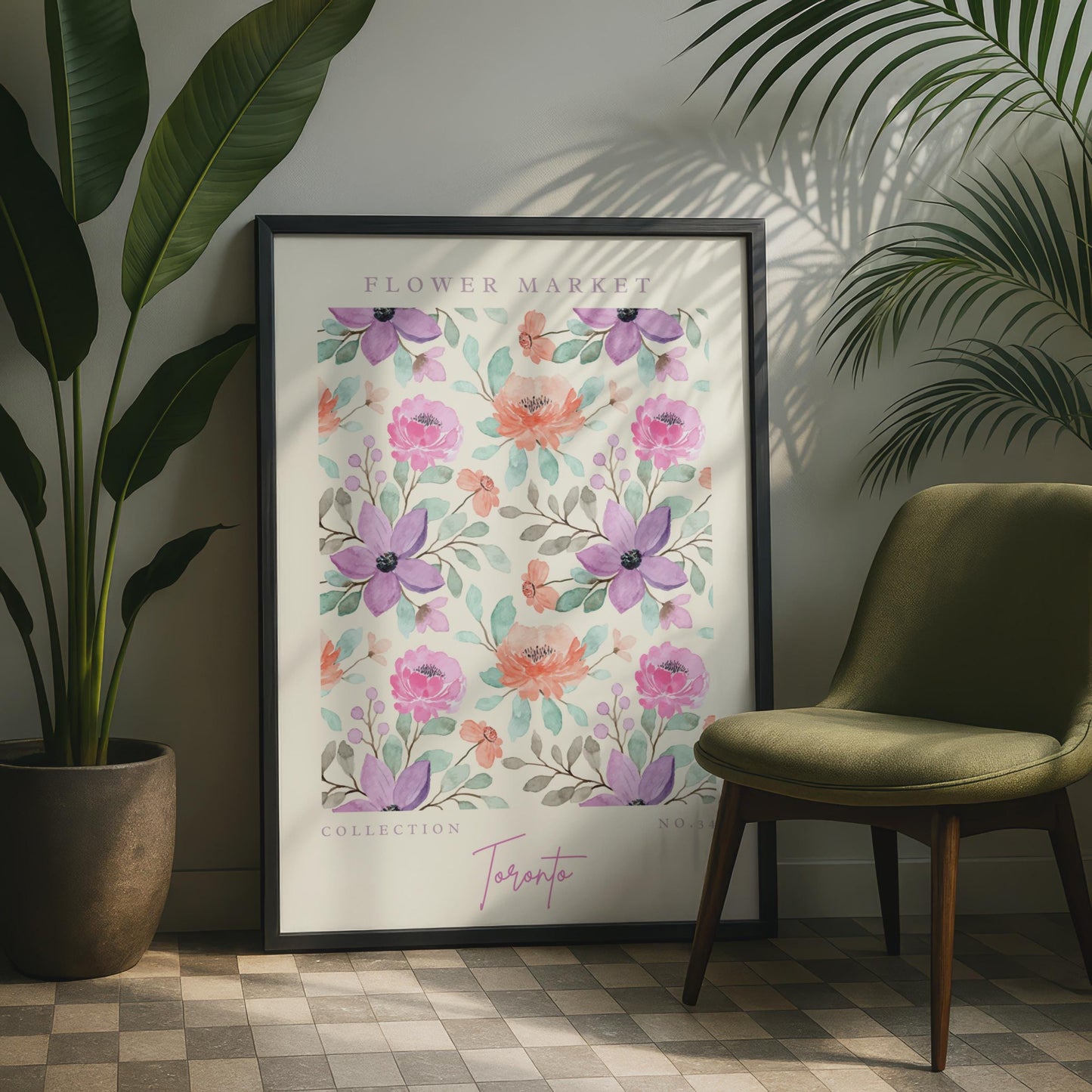 Floral Wall Art Poster, Flower Market Collection No.34, Watercolour Floral Decor, Toronto