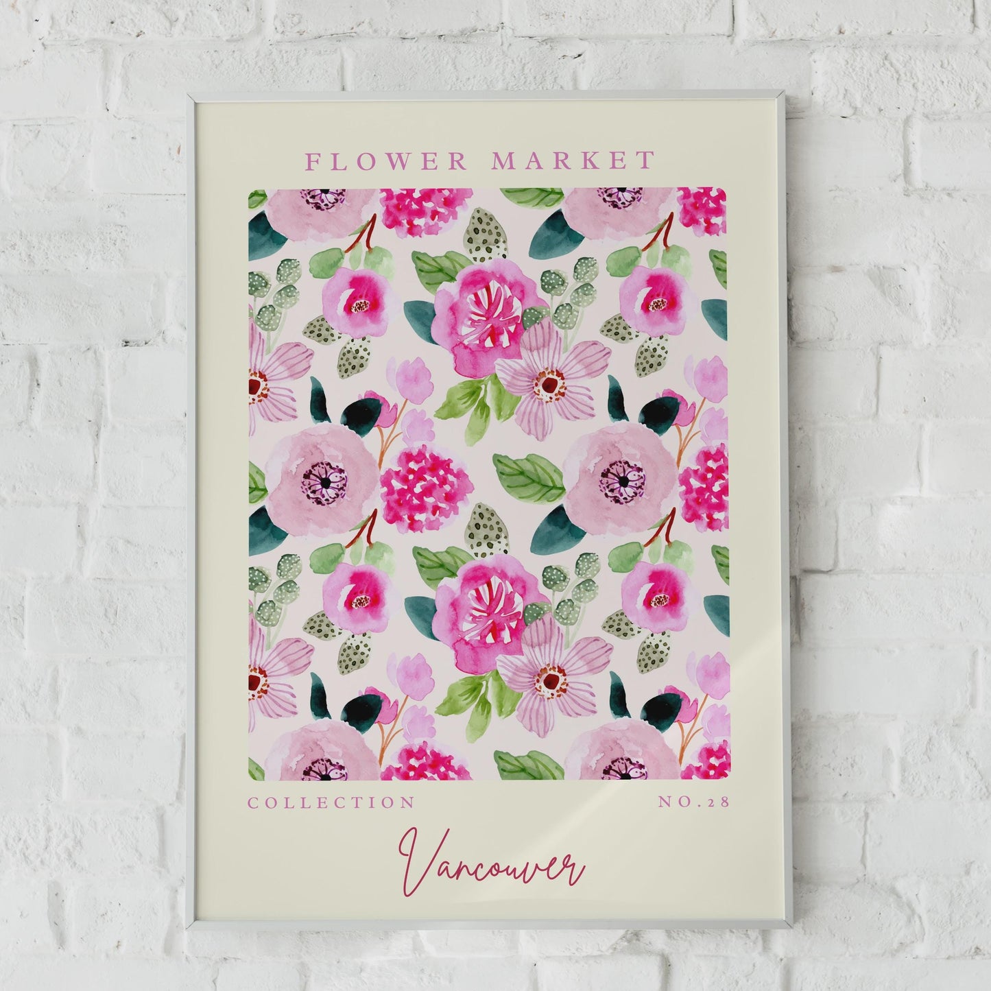 Vibrant Flower Market Art Print, Floral Wall Art, Vancouver Collection No.28, Botanical Decor, Pink
