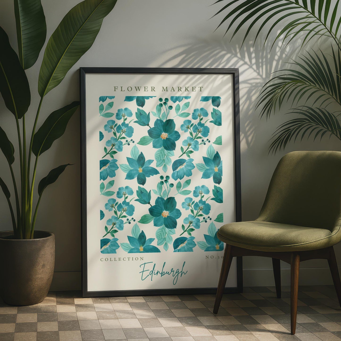 Flower Market Wall Art, Edinburgh Floral Print, Botanical Poster, Watercolour Art, Home Decor