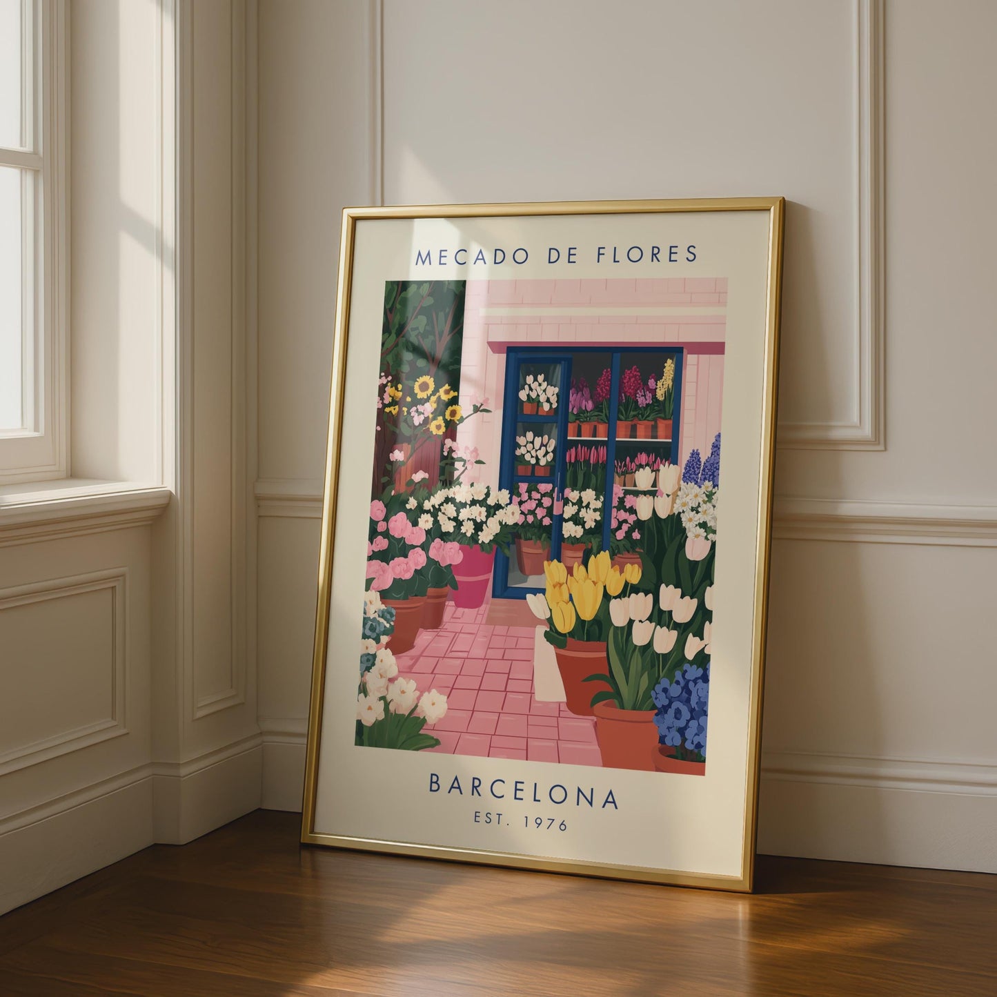 Barcelona Flower Market Print, Floral Art Poster, Mecado de Flores Wall Decor, Botanical Prints,