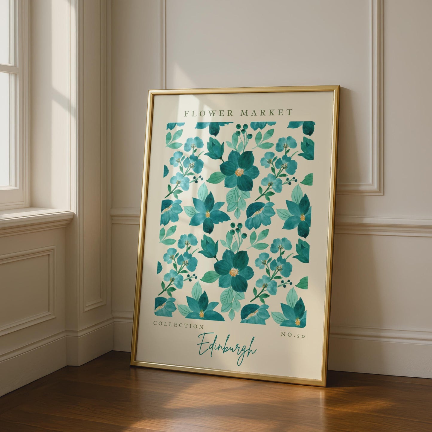 Flower Market Wall Art, Edinburgh Floral Print, Botanical Poster, Watercolour Art, Home Decor