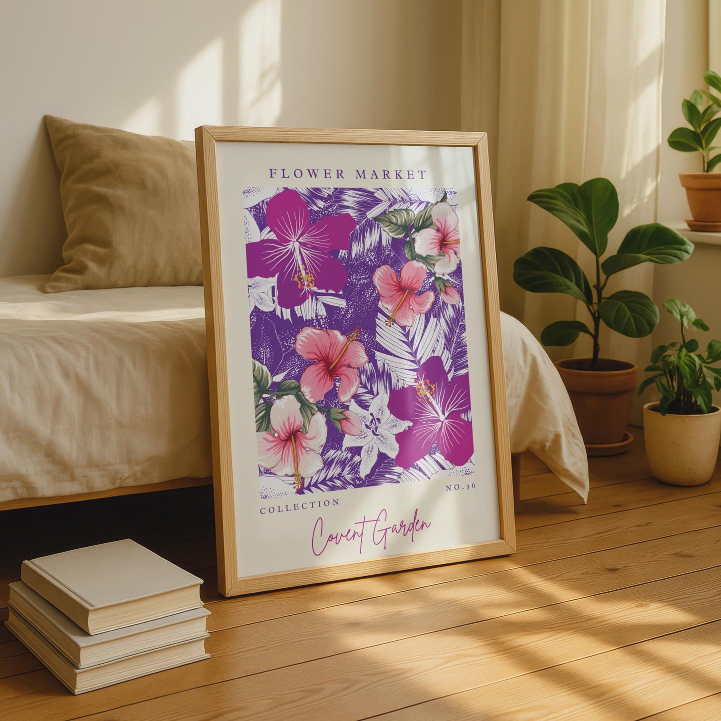 Flower Market Floral Wall Art, Covent Garden Print, Tropical Hibiscus Decor, Botanical Poster,