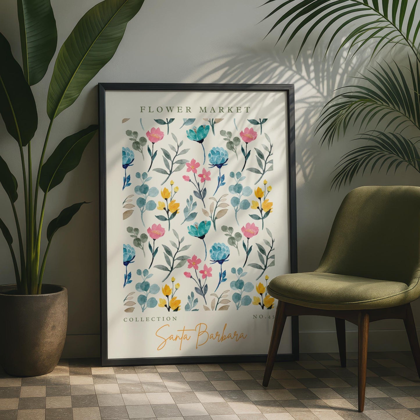 Flower Market Art Print, Santa Barbara Collection No.45, Botanical Wall Art, Floral Decor