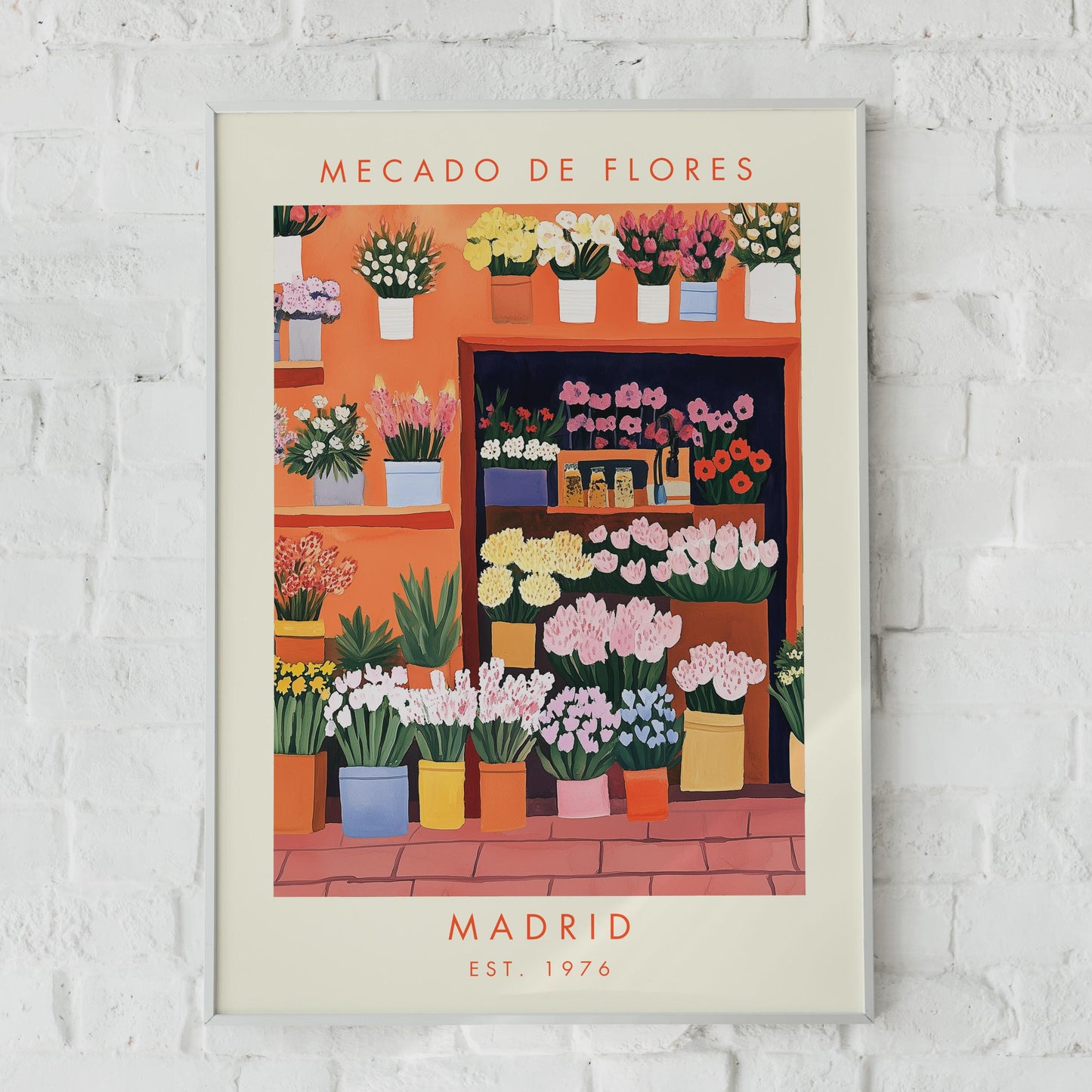 Mecado de Flores, Colourful Flower Market Art Print, Madrid Wall Art, Floral Home Decor
