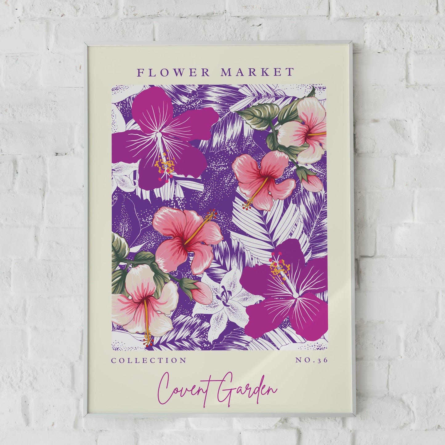 Flower Market Floral Wall Art, Covent Garden Print, Tropical Hibiscus Decor, Botanical Poster,