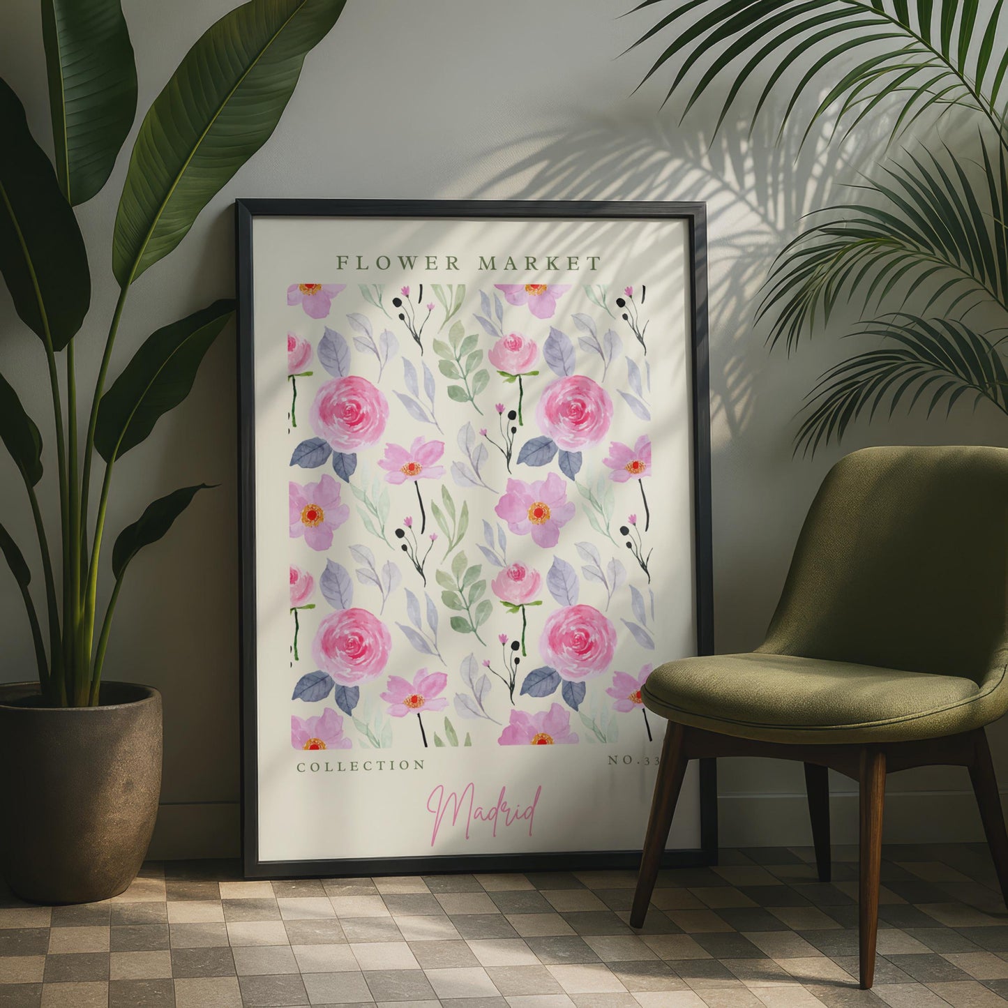 Florals of Madrid, Flower Market Wall Art, Watercolour Floral Print, Botanical Decor, Home Wall Art