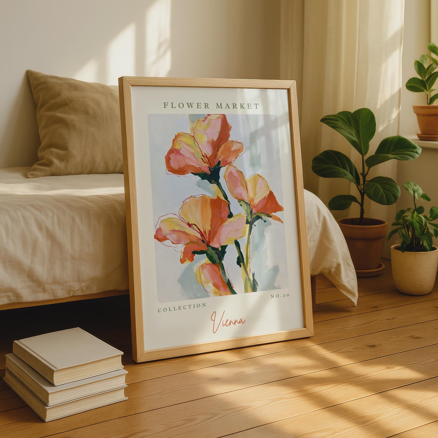 Flower Market Art Print, Vienna Floral Wall Art, Abstract Flower Poster, Modern Home Decor,