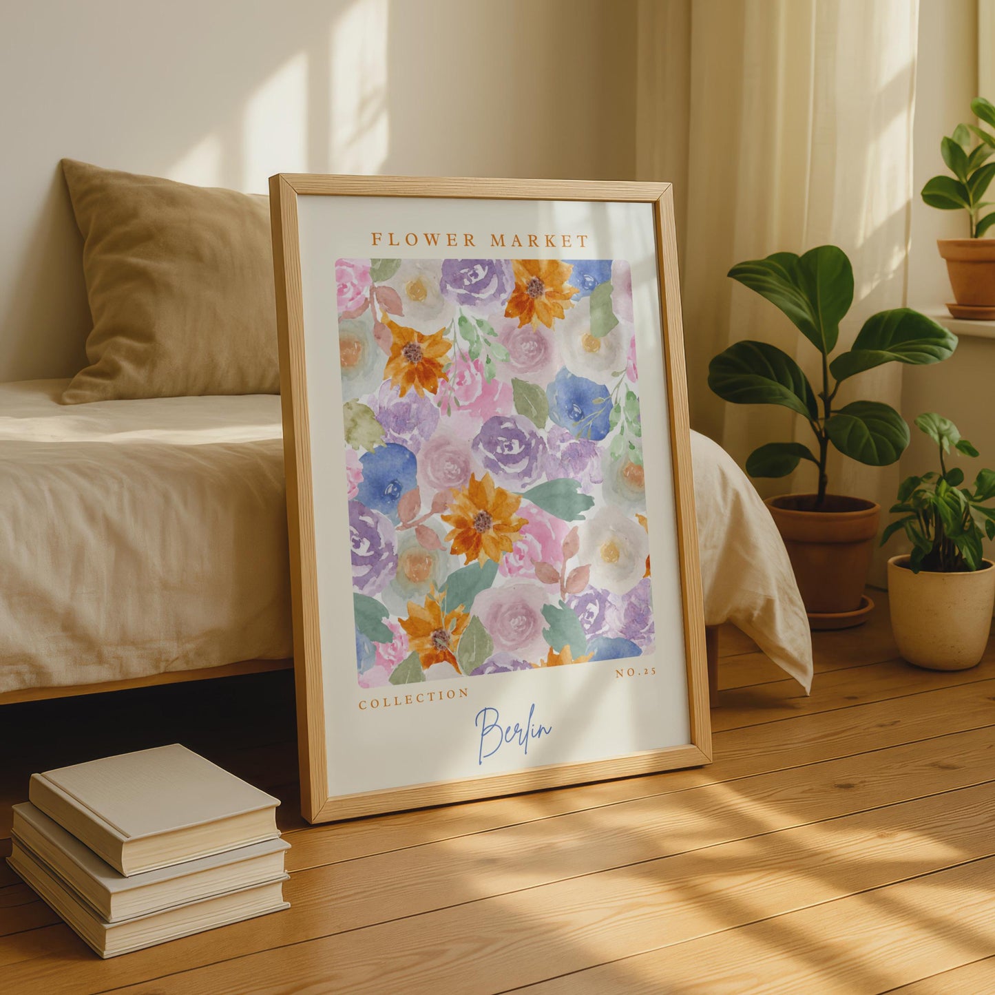 Berlin Flower Market Art Print, Watercolour Floral Poster, Botanical Decor for Home, Collection No.