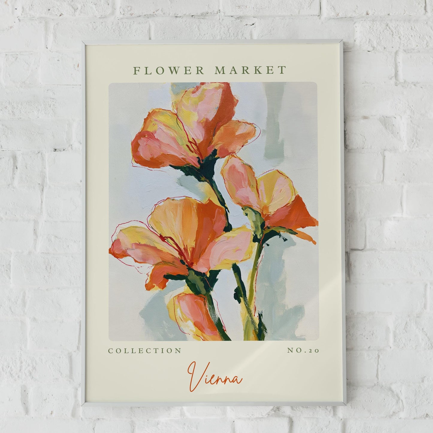 Flower Market Art Print, Vienna Floral Wall Art, Abstract Flower Poster, Modern Home Decor,