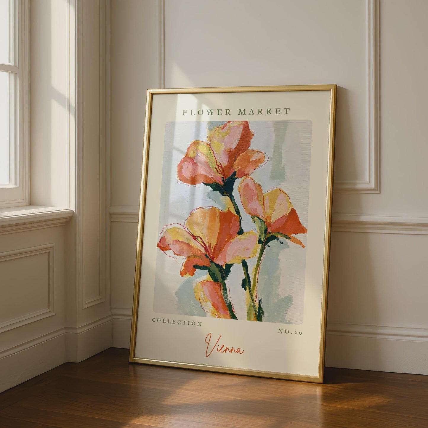 Flower Market Art Print, Vienna Floral Wall Art, Abstract Flower Poster, Modern Home Decor,