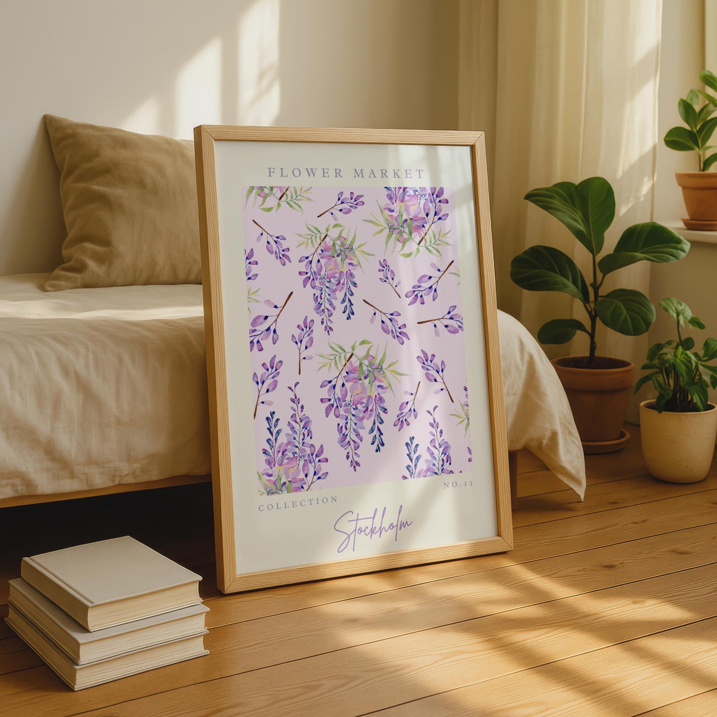 Floral Wall Art Print, Flower Market Design, Watercolour Poster, Botanical Decor, Stockholm