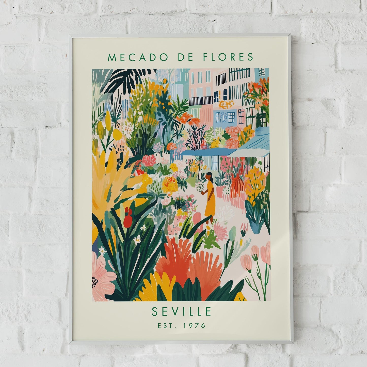 Mecado de Flores Seville Art Print, Colourful Floral Market Poster, Botanical Wall Art, Home Decor