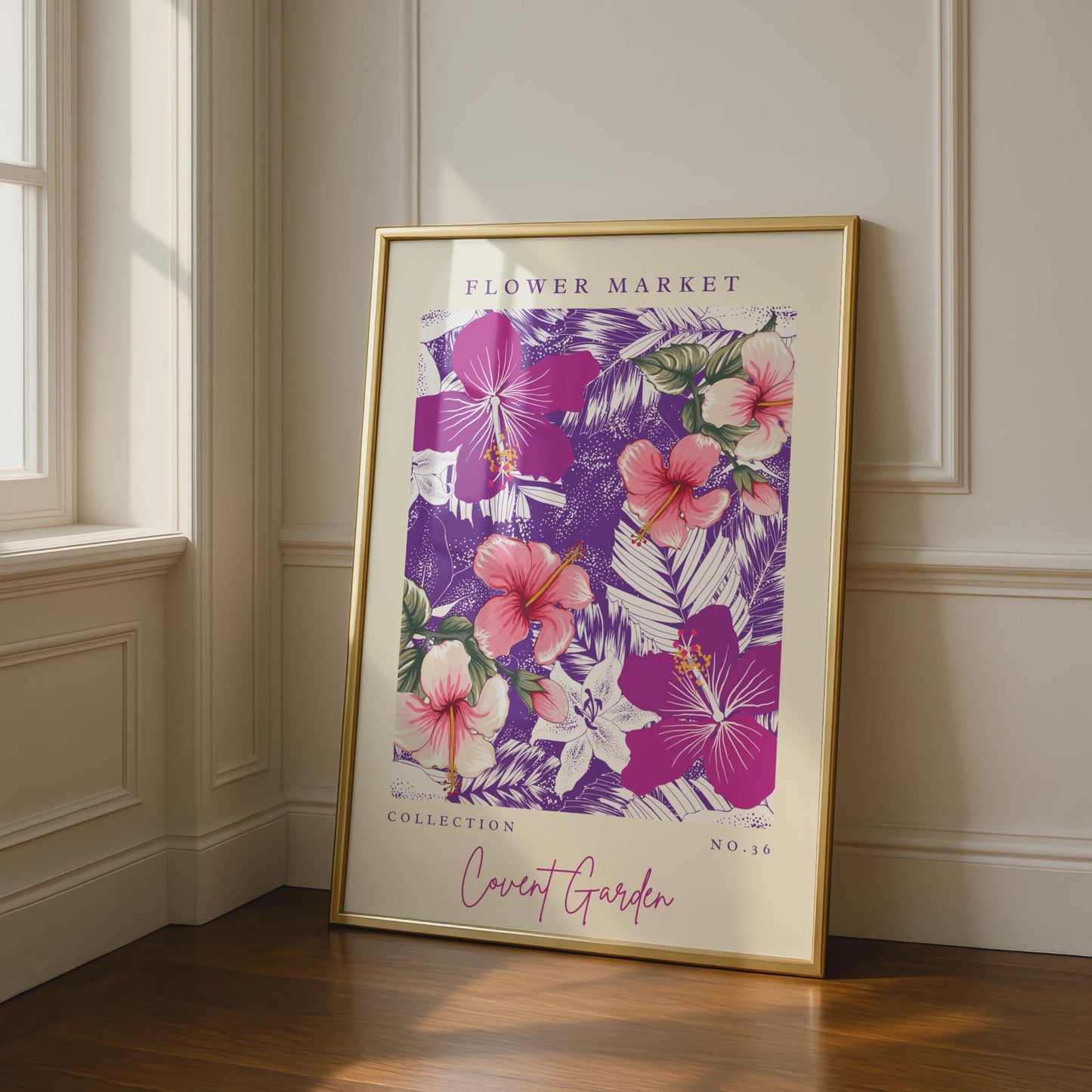 Flower Market Floral Wall Art, Covent Garden Print, Tropical Hibiscus Decor, Botanical Poster,
