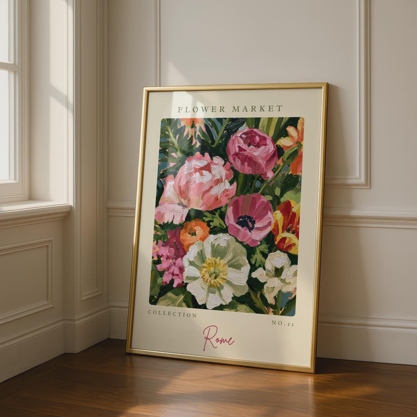 Flower Market Art Print, Floral Artwork, Colourful Wall Decor, Rome Collection No. 21