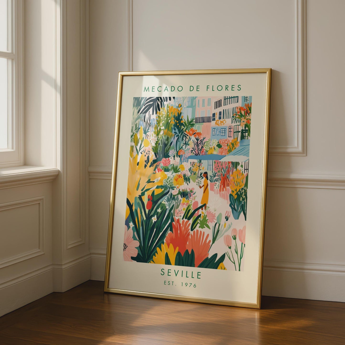 Mecado de Flores Seville Art Print, Colourful Floral Market Poster, Botanical Wall Art, Home Decor