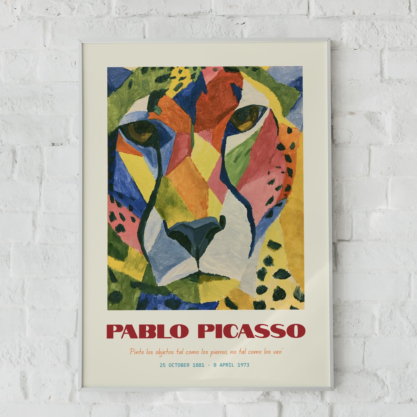 Pablo Picasso Inspired Art Print, Colourful Leopard Portrait, Modern Wall Art, Animal Decor,