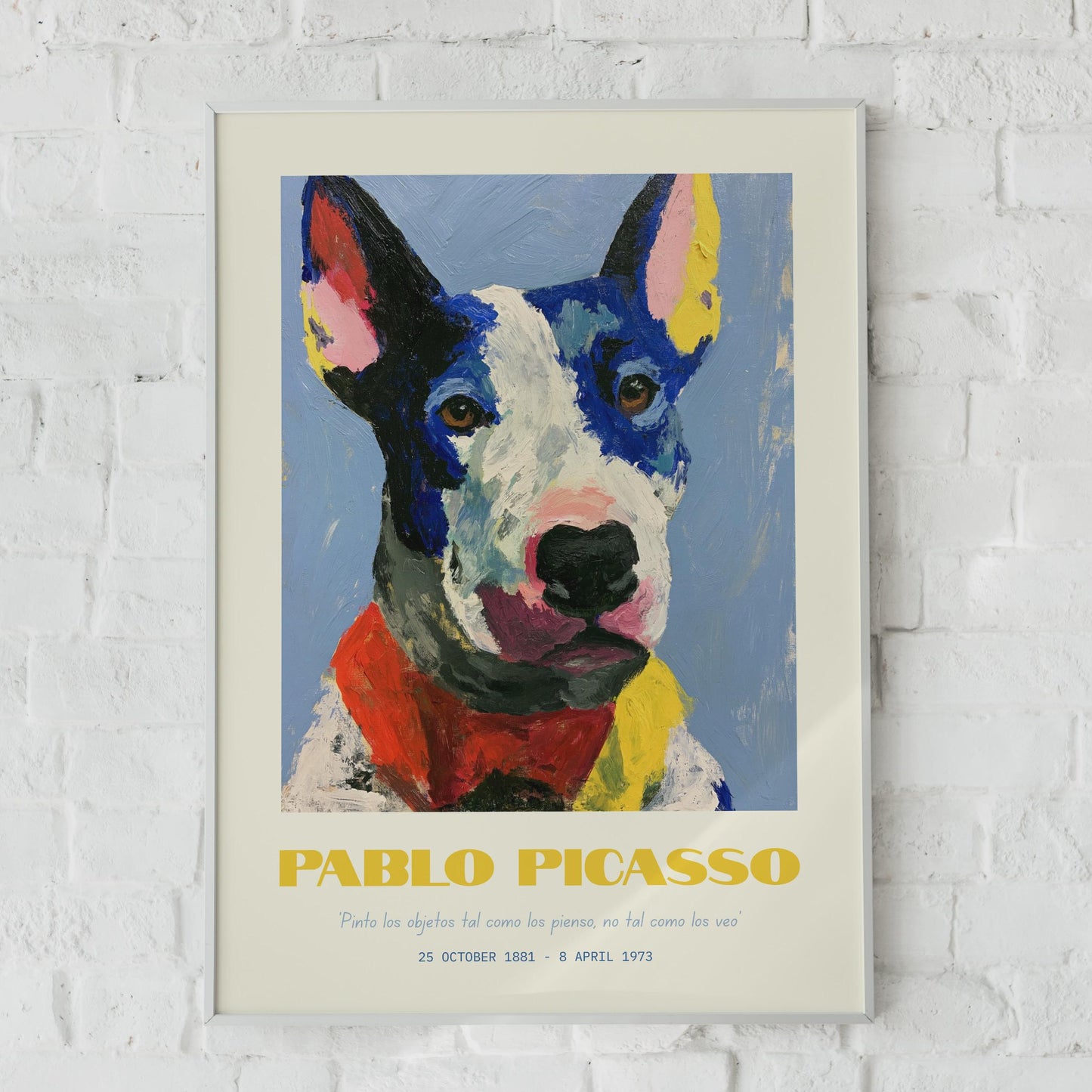 Pablo Picasso Dog Portrait, Colourful Bull Terrier Print, Modern Wall Art, Pet Lover Decor, Gift