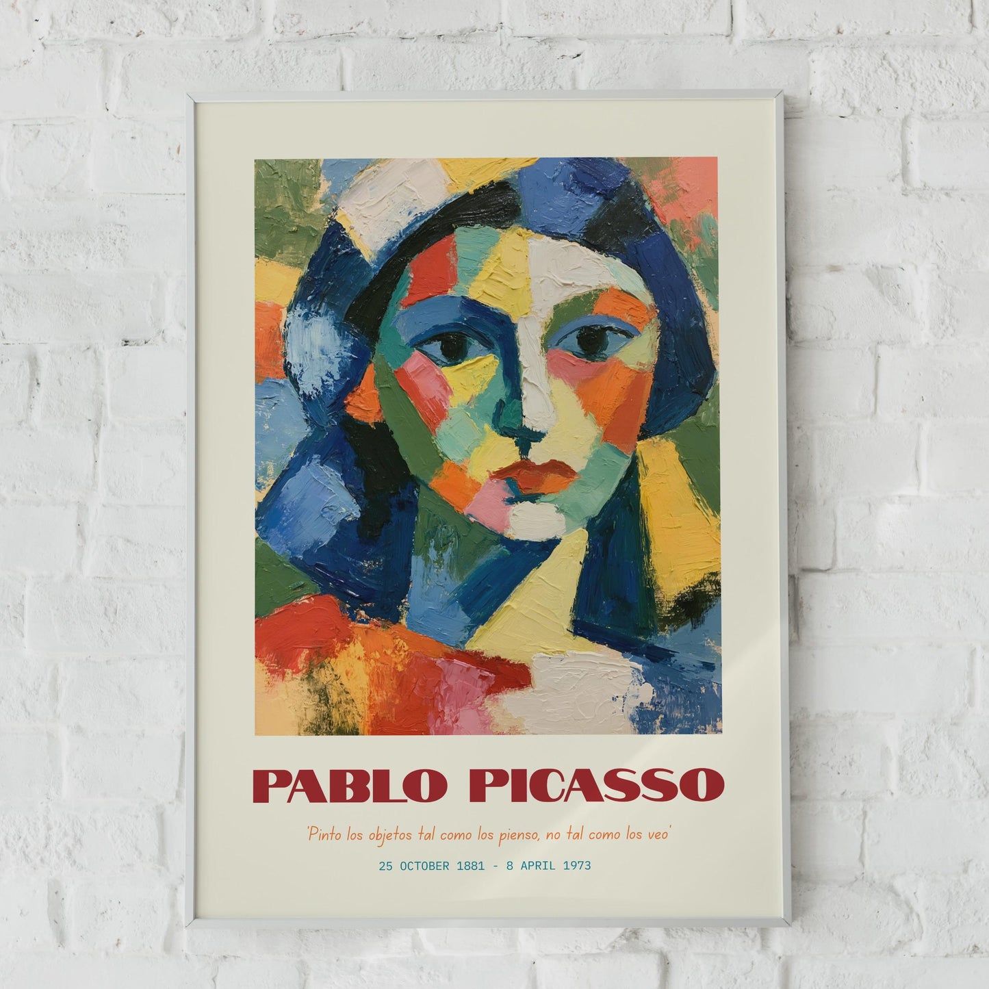 Pablo Picasso Art Print, Colourful Portrait Poster, Cubist Style Wall Art Gift, Modern Home Decor