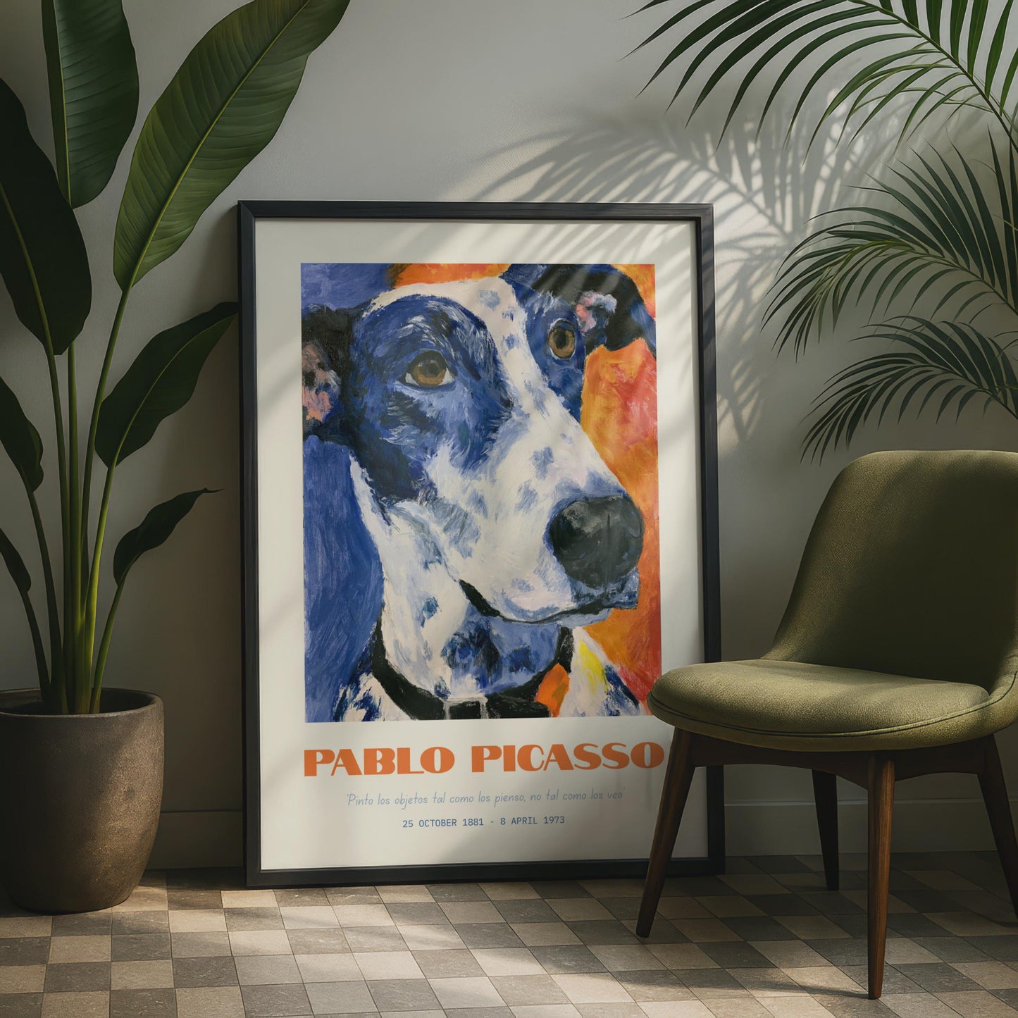 Bold Pablo Picasso Dog Art Print, Colourful Portrait, Modern Abstract Wall Decor