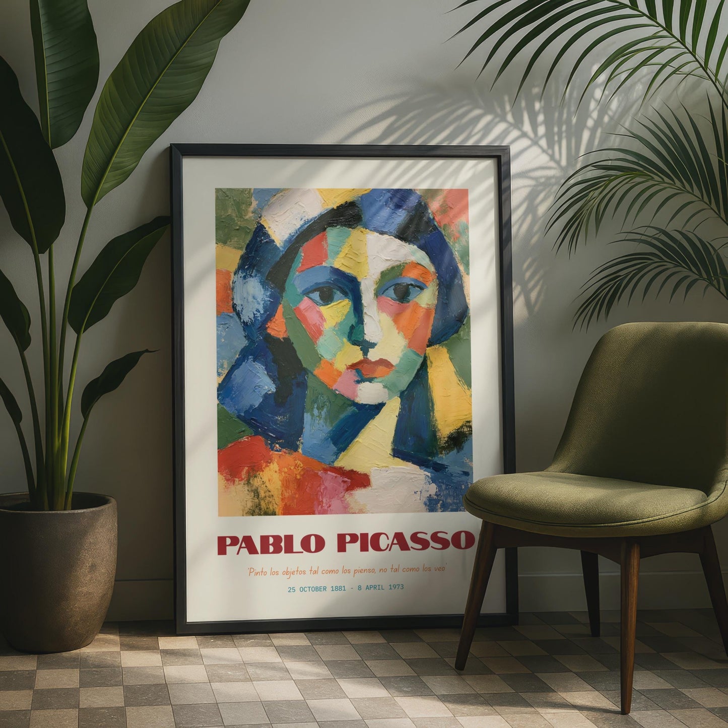 Pablo Picasso Art Print, Colourful Portrait Poster, Cubist Style Wall Art Gift, Modern Home Decor