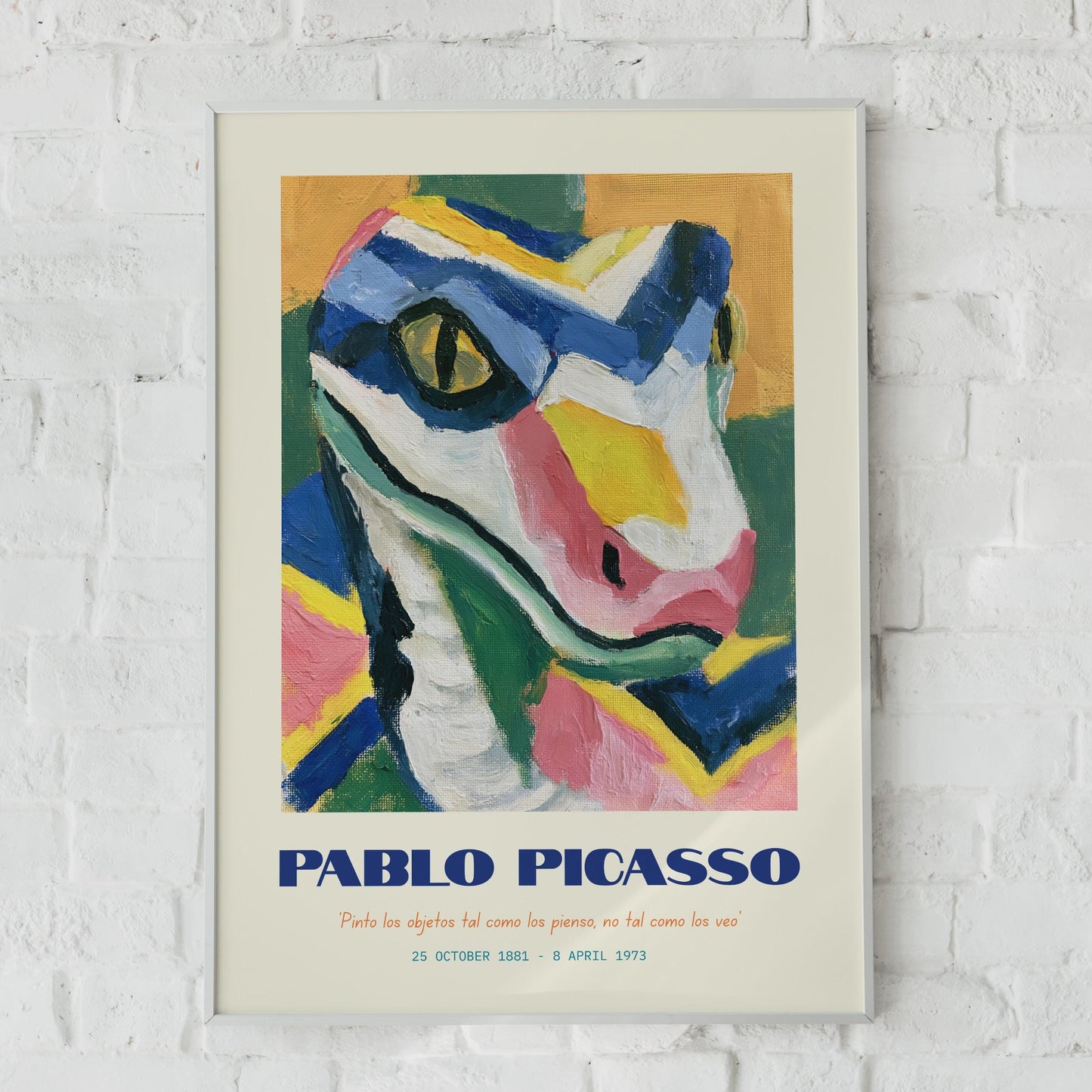 Vibrant Pablo Picasso Art Print, Colourful Portrait, Modern Wall Decor, Quirky Animal Illustration