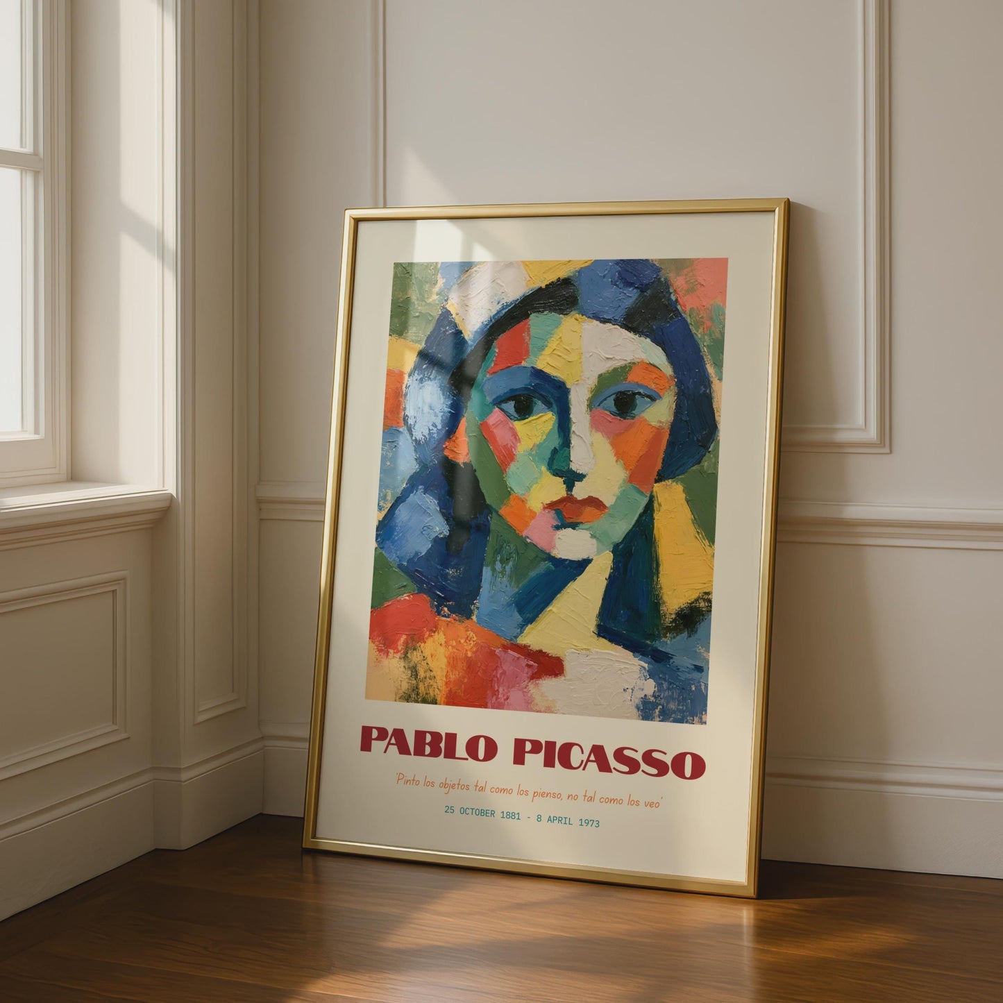 Pablo Picasso Art Print, Colourful Portrait Poster, Cubist Style Wall Art Gift, Modern Home Decor