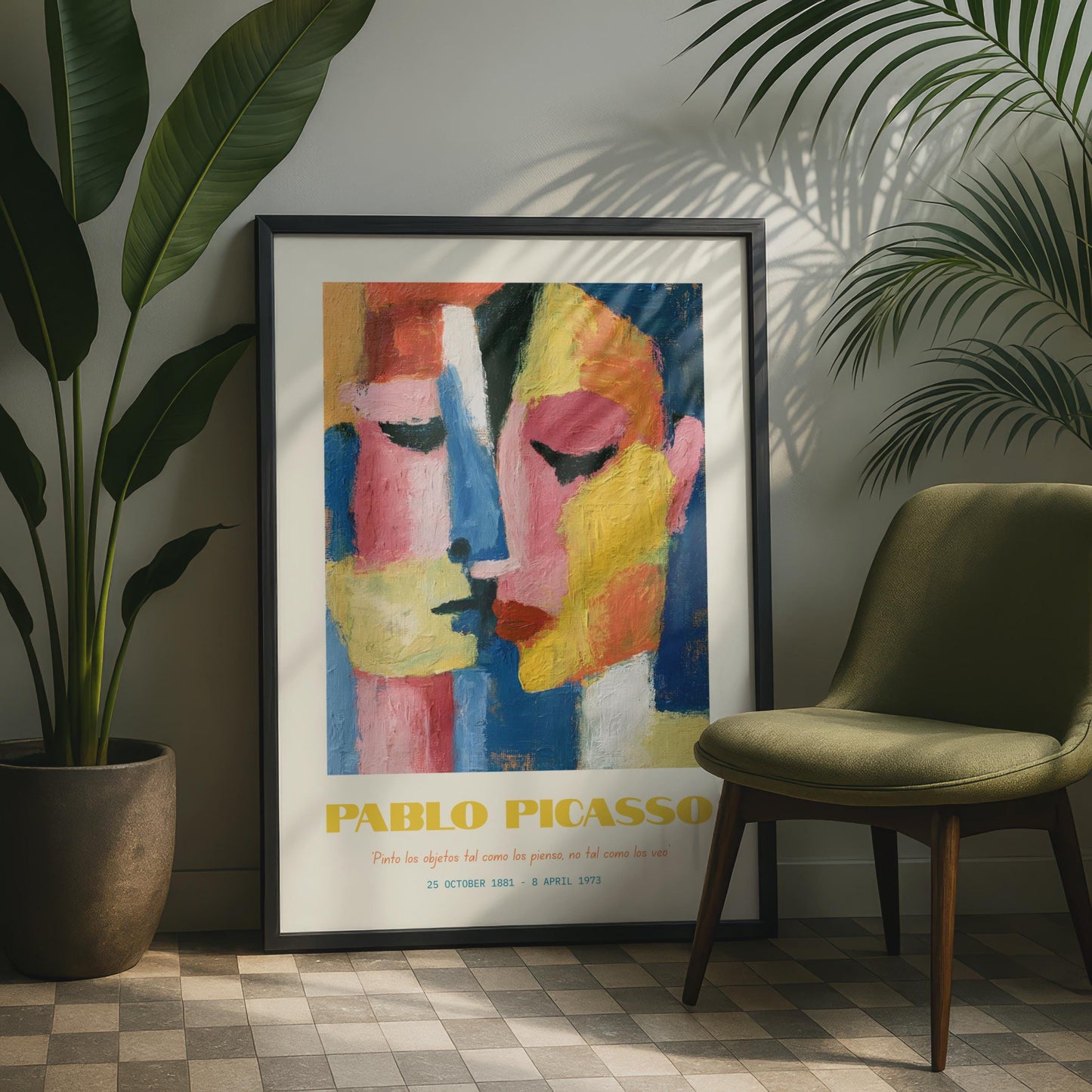 Pablo Picasso Inspired Art Print, Colourful Abstract Faces, Modern Wall Art, Gallery Decor