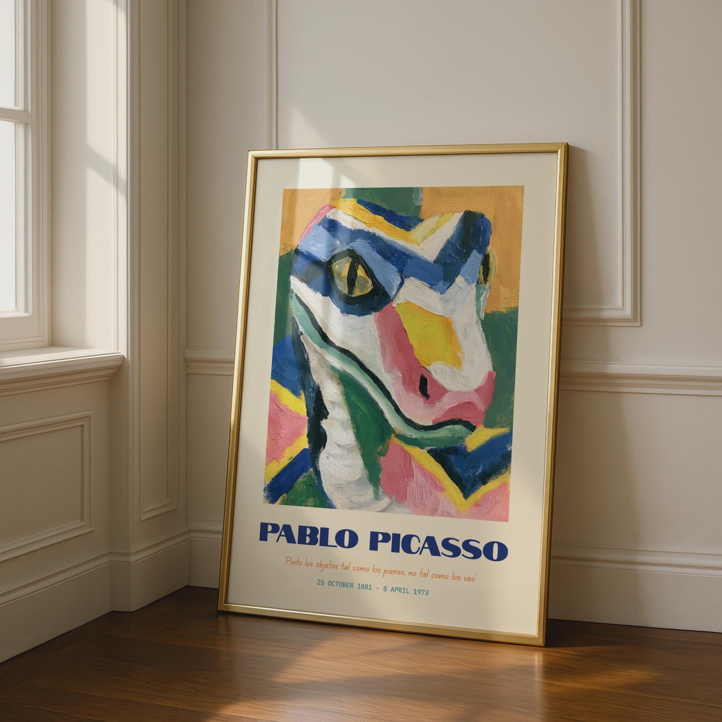 Vibrant Pablo Picasso Art Print, Colourful Portrait, Modern Wall Decor, Quirky Animal Illustration