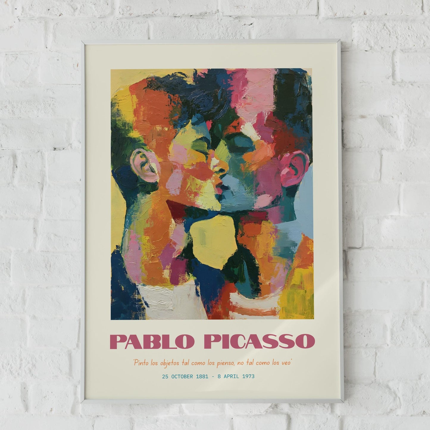 Vibrant Kissing Faces Art Print, Pablo Picasso Inspired, Colourful Wall Art, Modern Home Decor