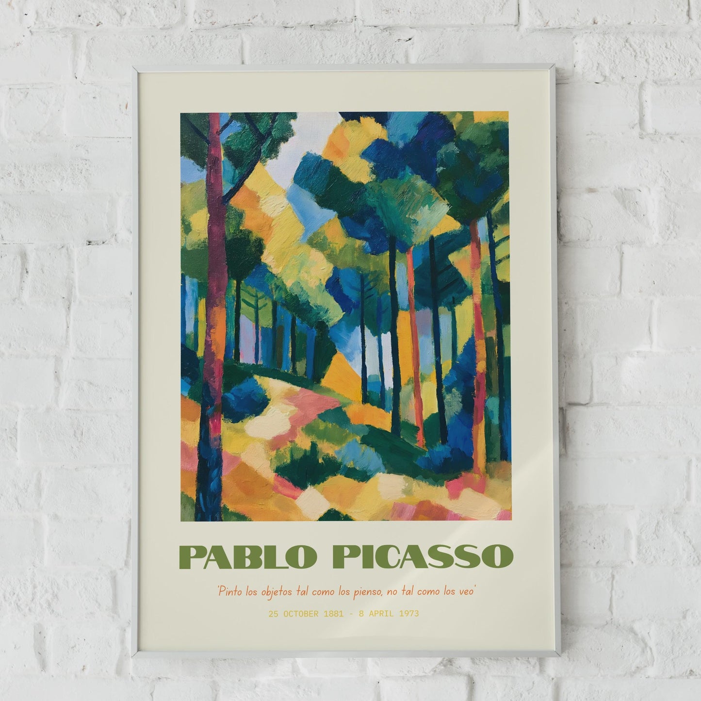 Pablo Picasso Art Print, Abstract Landscape Painting, Colourful Forest Wall Art, Modern Decor
