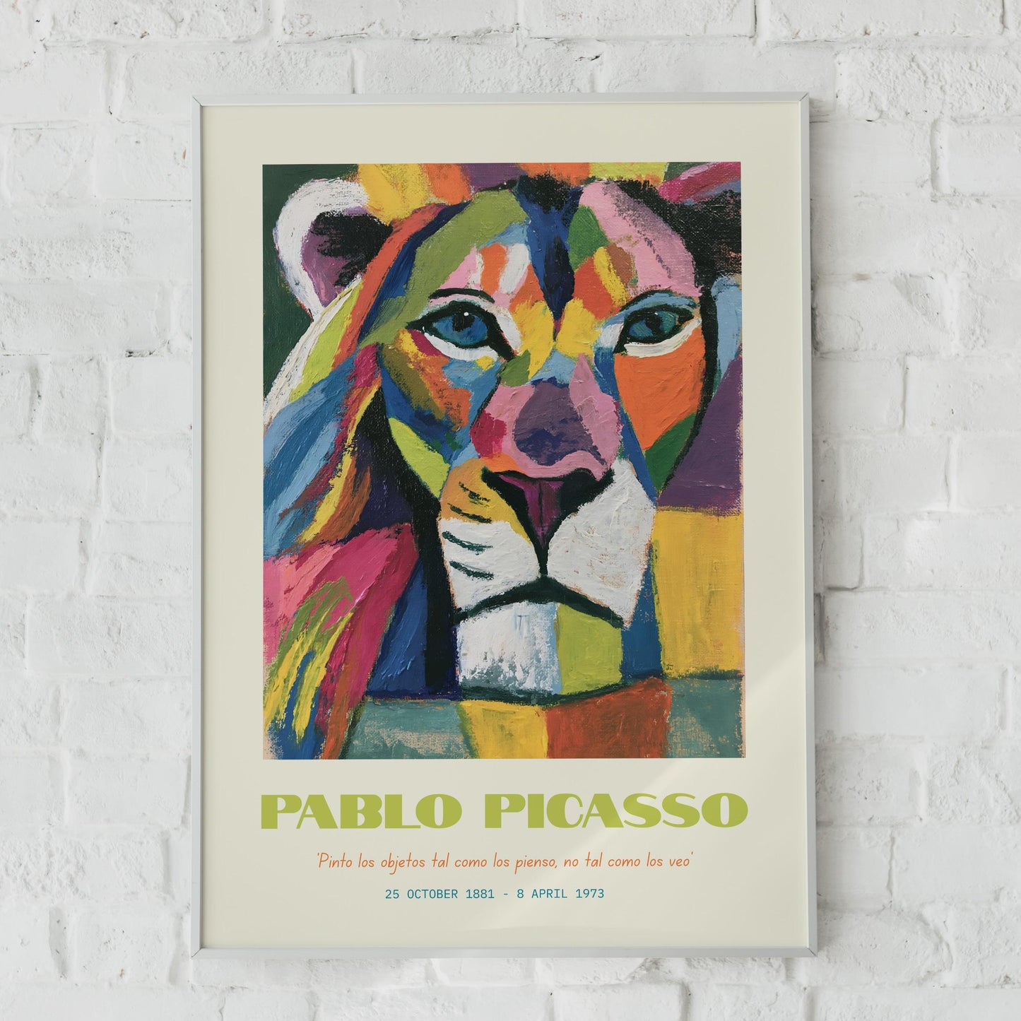 Colourful Lion Art Print by Pablo Picasso, Abstract Animal Wall Decor, Vibrant Modern Art
