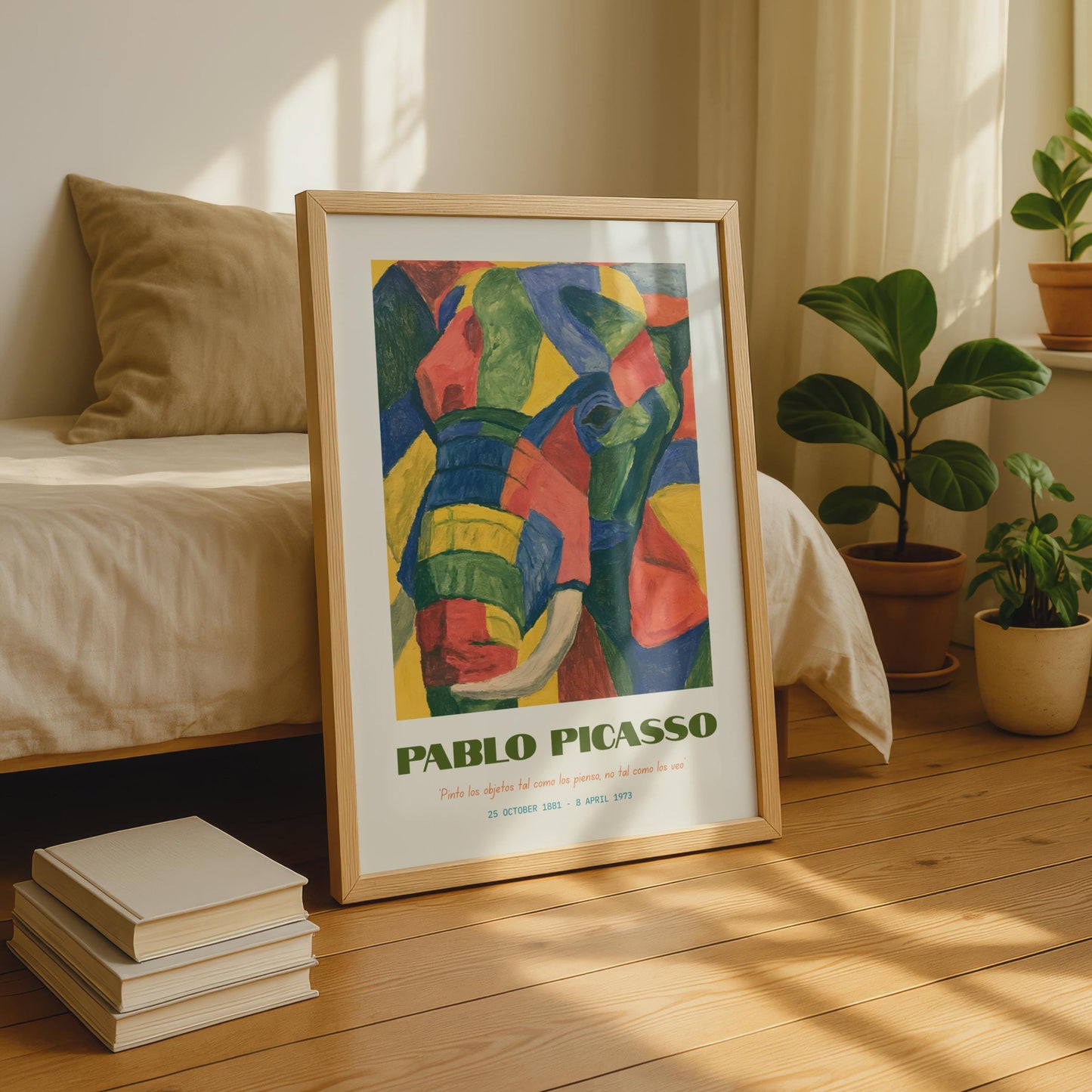 Pablo Picasso Elephant Art Print, Colourful Elephant Wall Art, Modern Abstract Art, Eclectic Animal