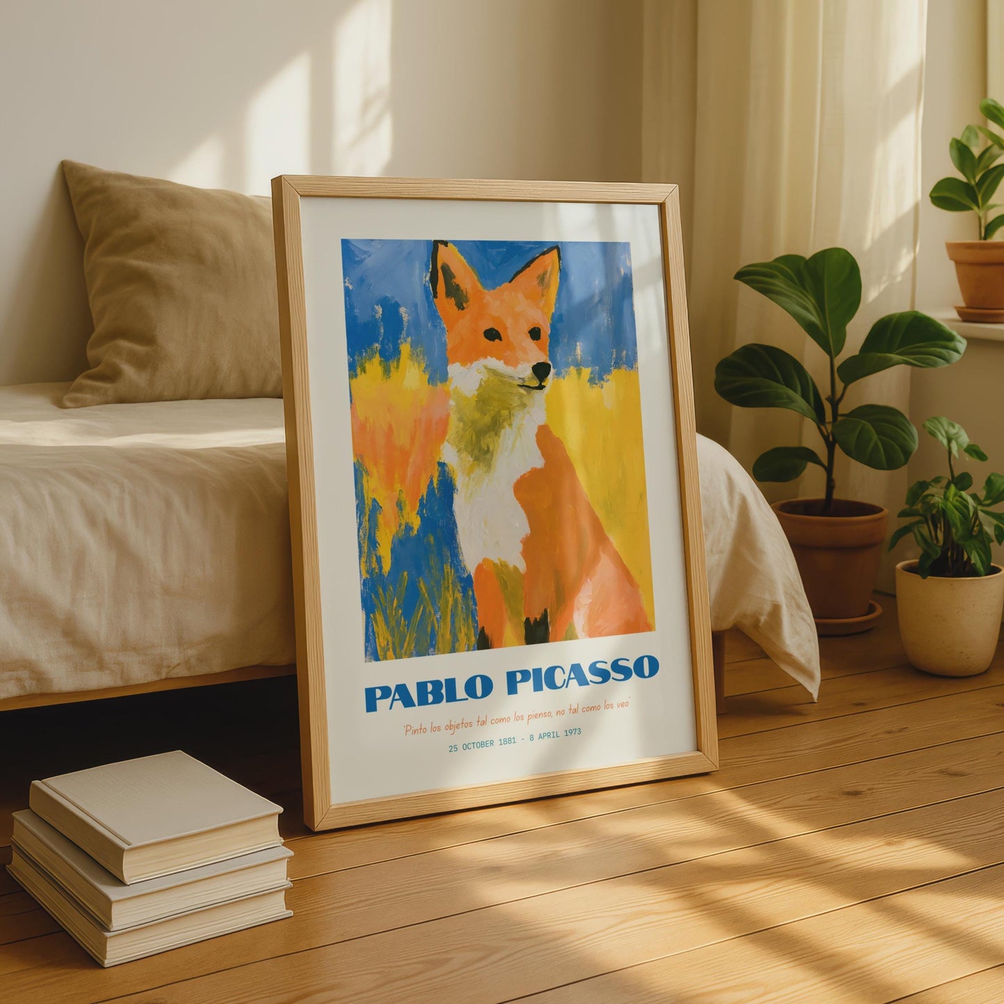 Pablo Picasso Inspired Fox Poster, Colourful Animal Art Print, Modern Wall Decor, Bright Home Art