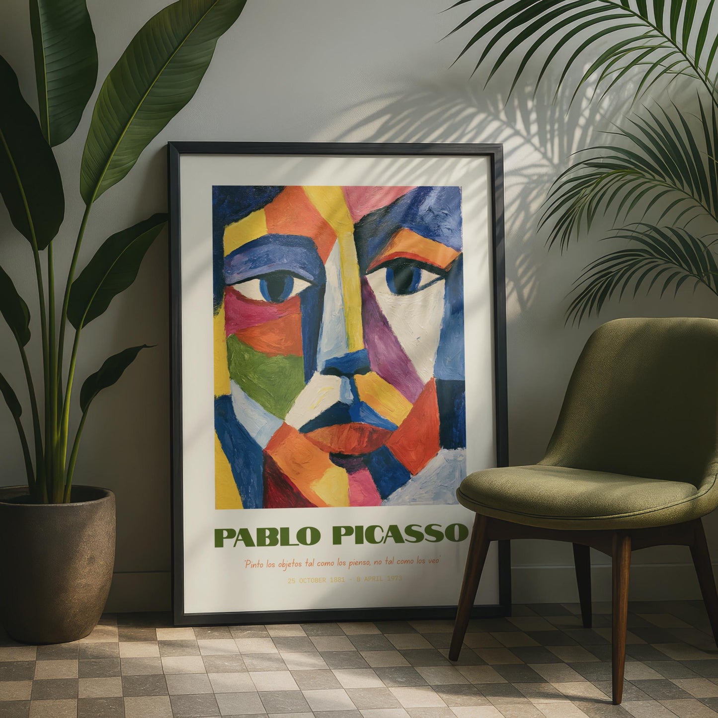 Pablo Picasso Colourful Wall Art, Abstract Face Portrait, Modern Aesthetic Decor, Unique Art Print