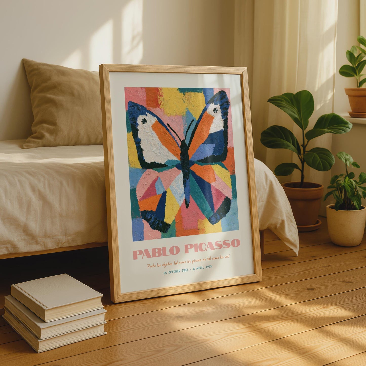 Pablo Picasso Butterfly Art Print, Colourful Modern Wall Art, Abstract Nature Poster, Art Decor