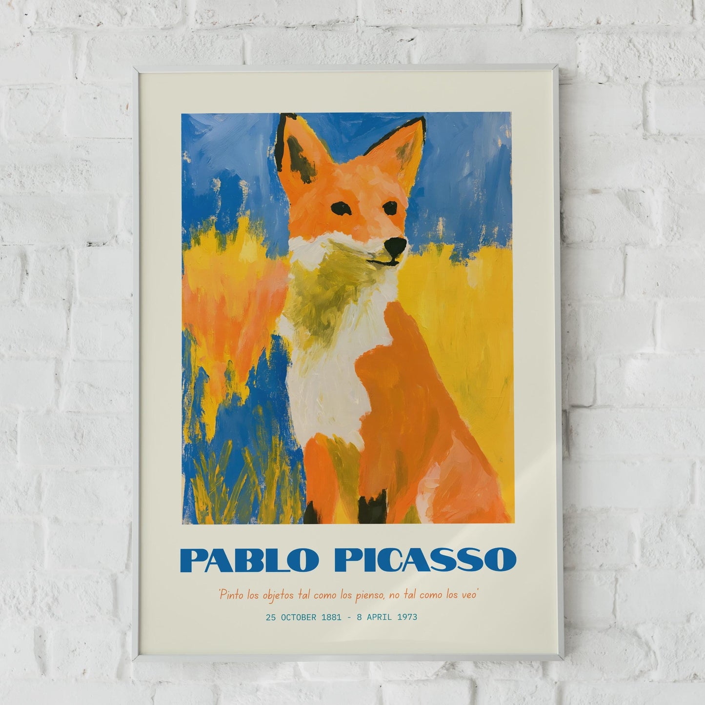 Pablo Picasso Inspired Fox Poster, Colourful Animal Art Print, Modern Wall Decor, Bright Home Art