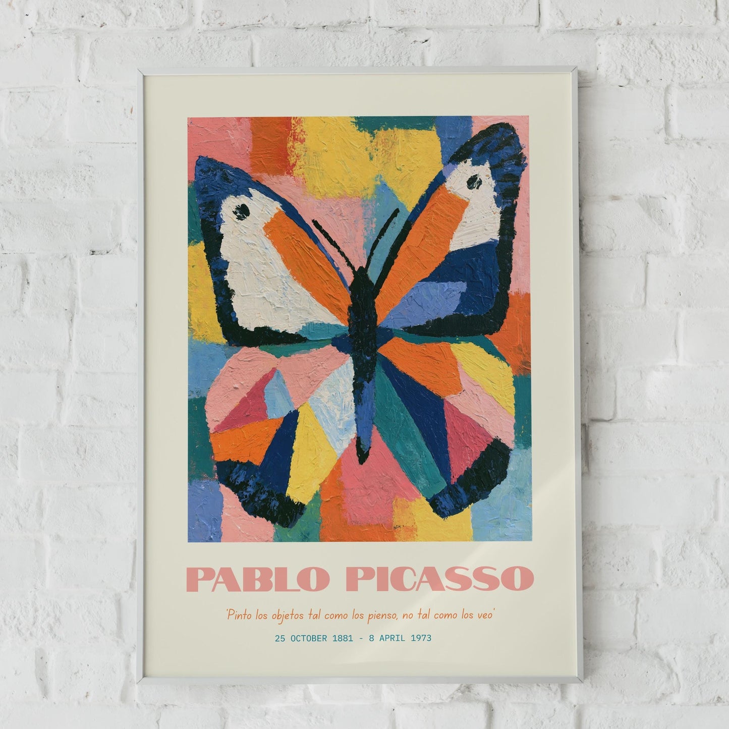 Pablo Picasso Butterfly Art Print, Colourful Modern Wall Art, Abstract Nature Poster, Art Decor