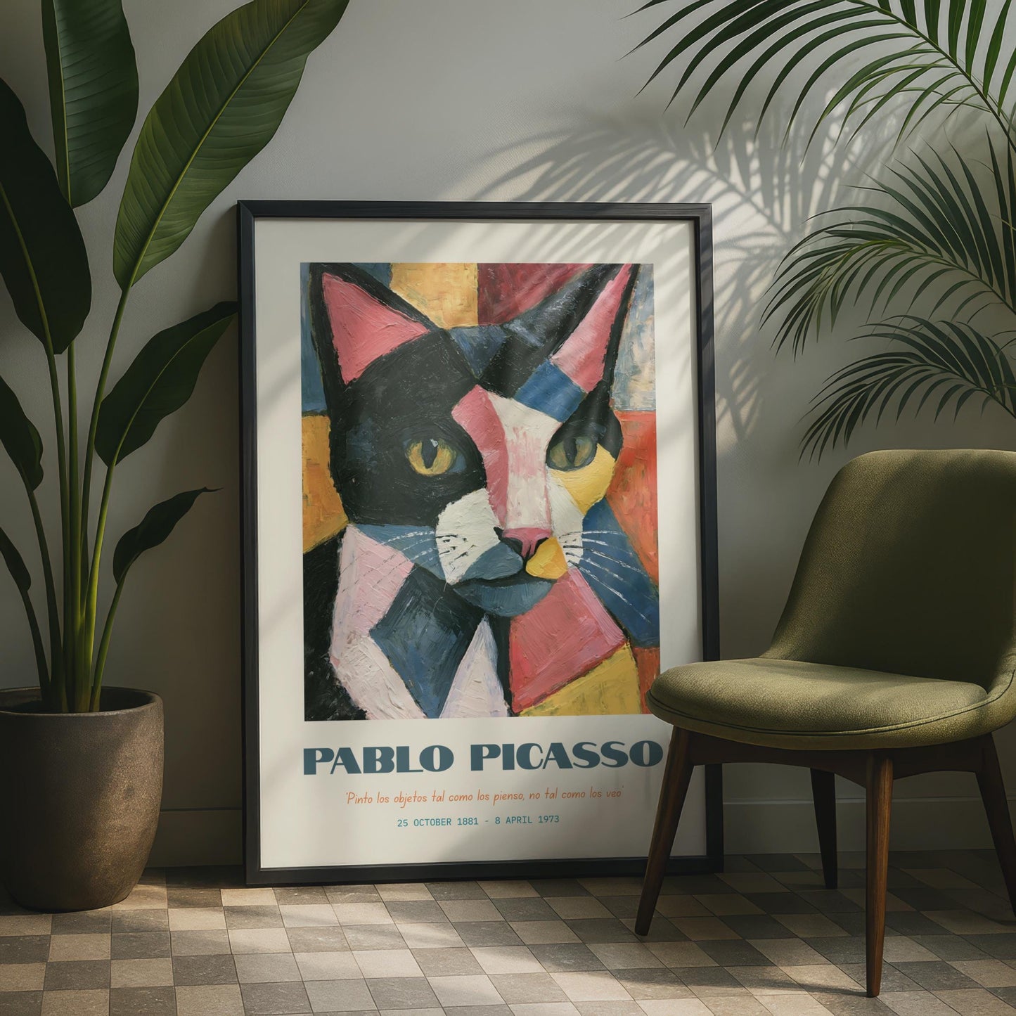 Pablo Picasso Cat Art Print, Colourful Abstract Wall Art, Cat Lover Decor, Unique Gift