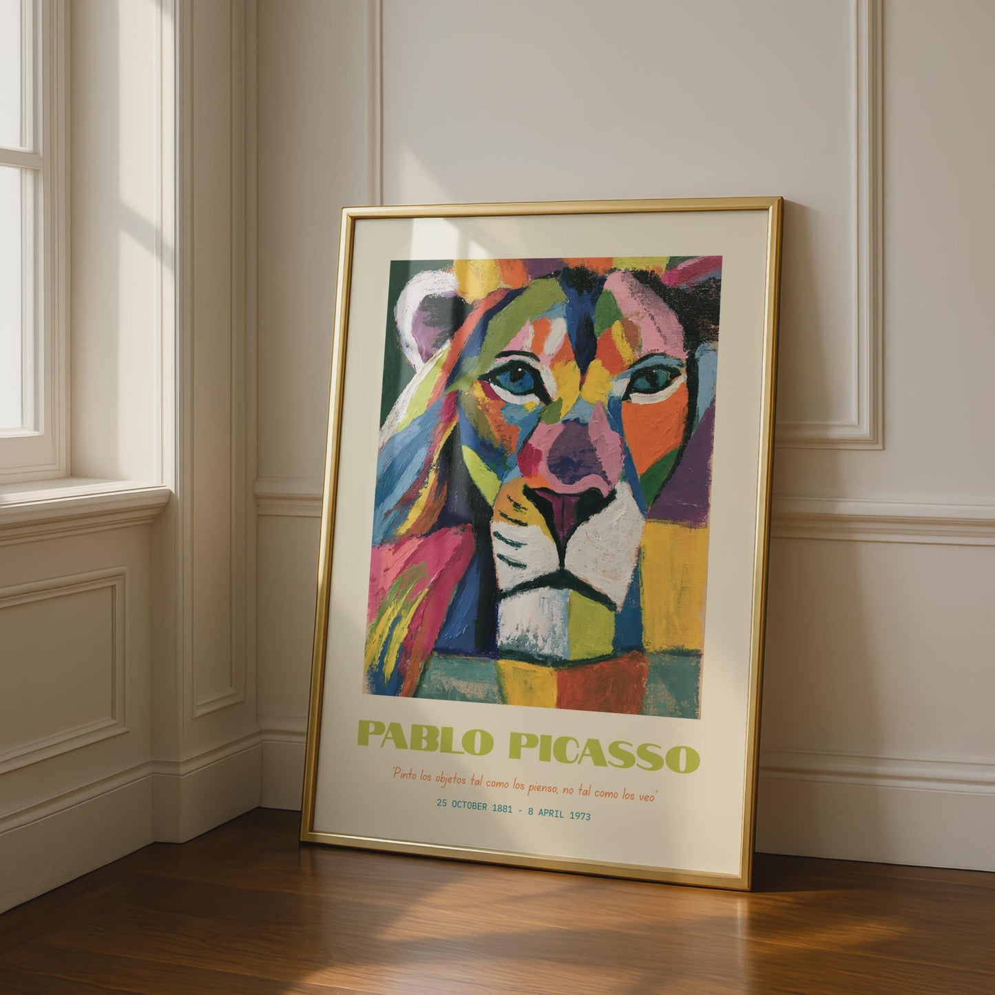 Colourful Lion Art Print by Pablo Picasso, Abstract Animal Wall Decor, Vibrant Modern Art