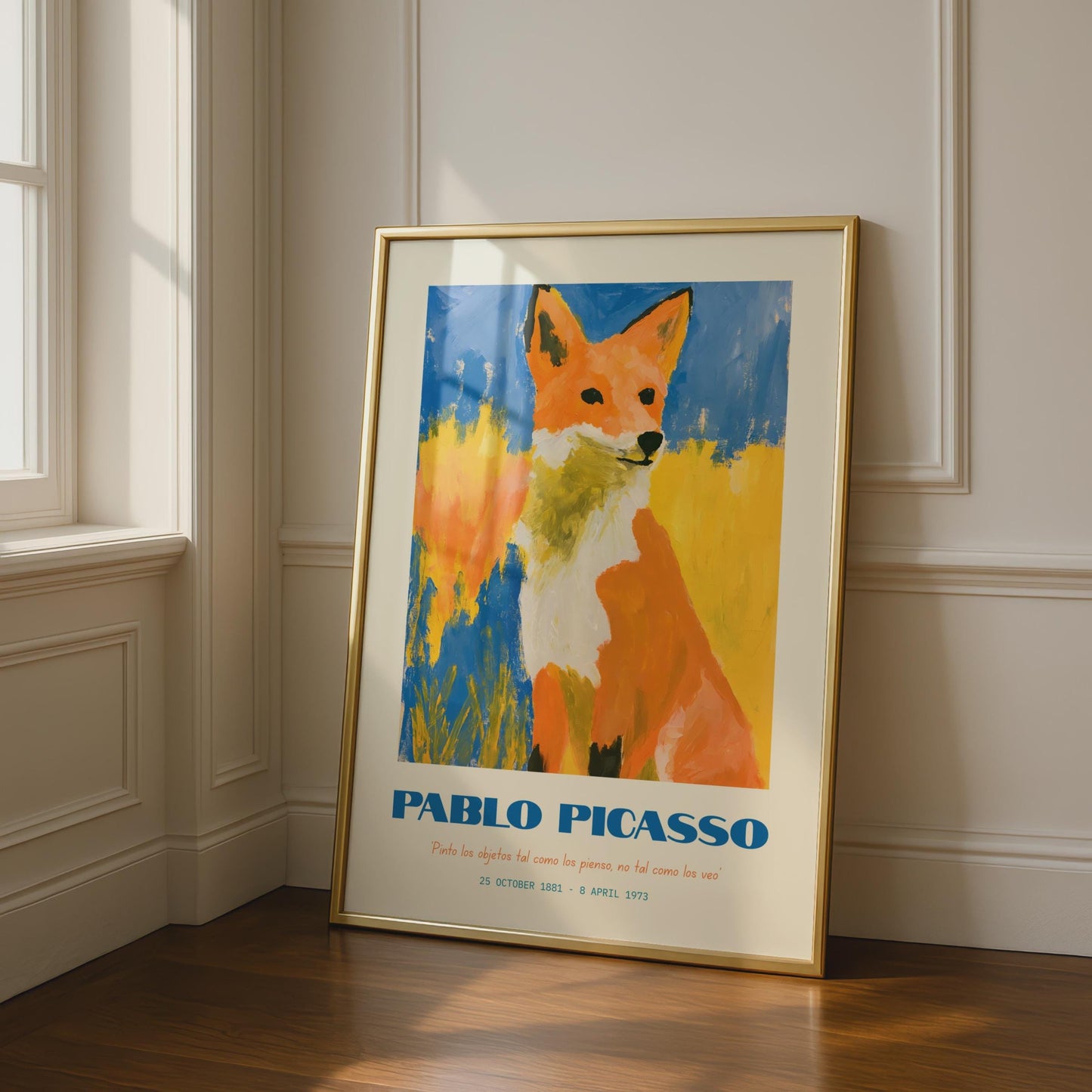 Pablo Picasso Inspired Fox Poster, Colourful Animal Art Print, Modern Wall Decor, Bright Home Art